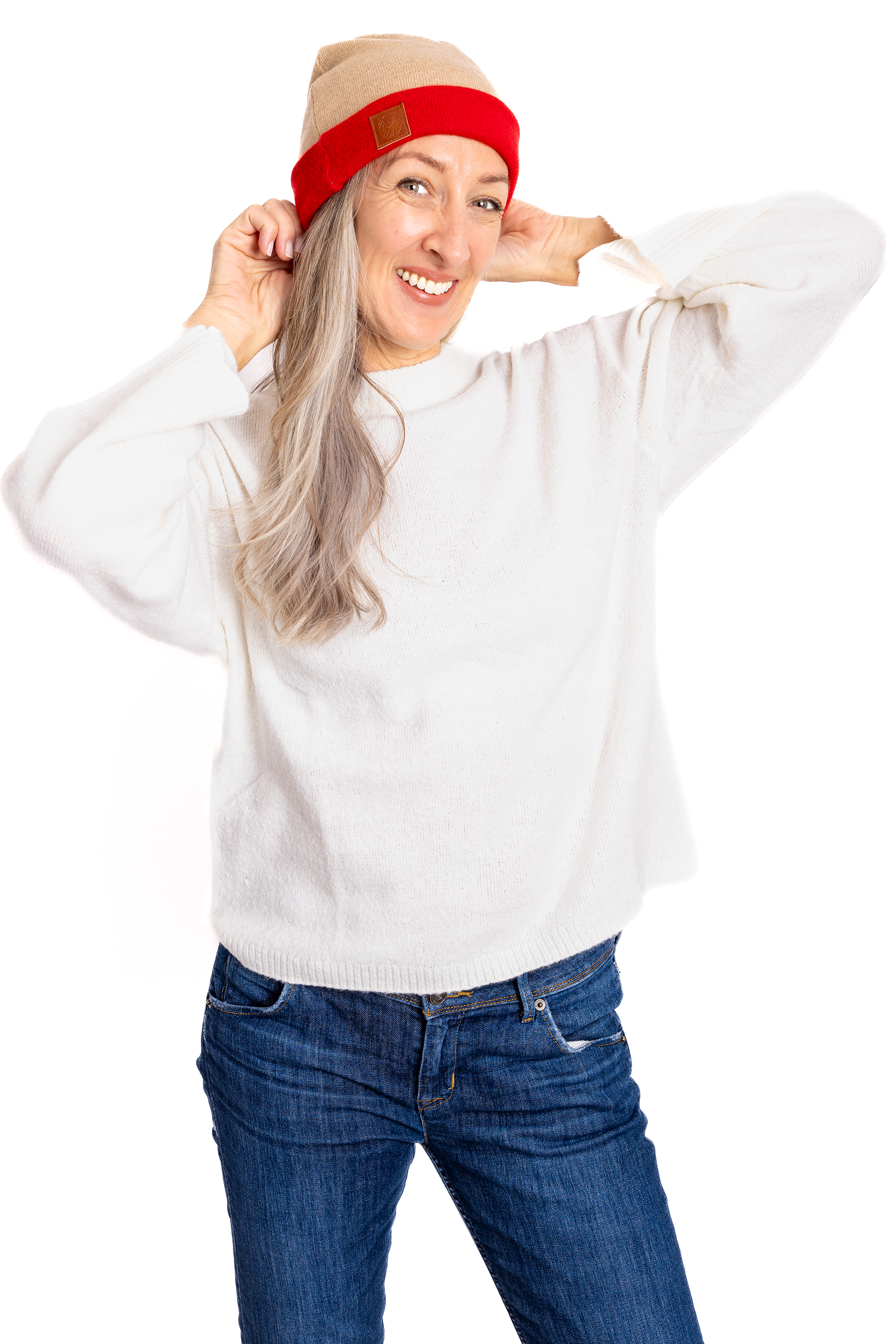Autumn Beanie Set - Orange and Beige, Red and Beige, Maroon and Dark Brown
