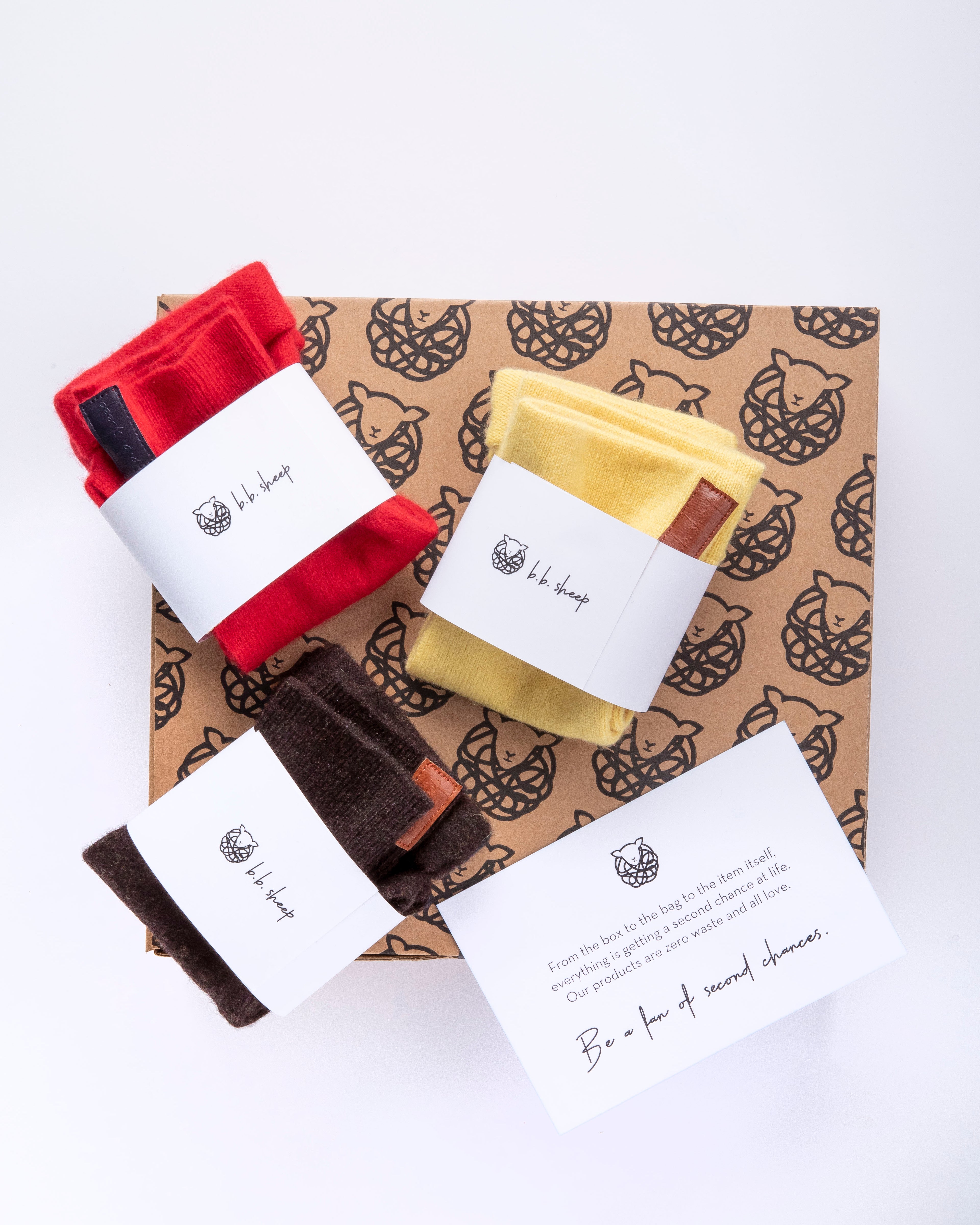 Autumn Fingerless Gloves Set - Yellow, Red, Dark Brown, Box of 3