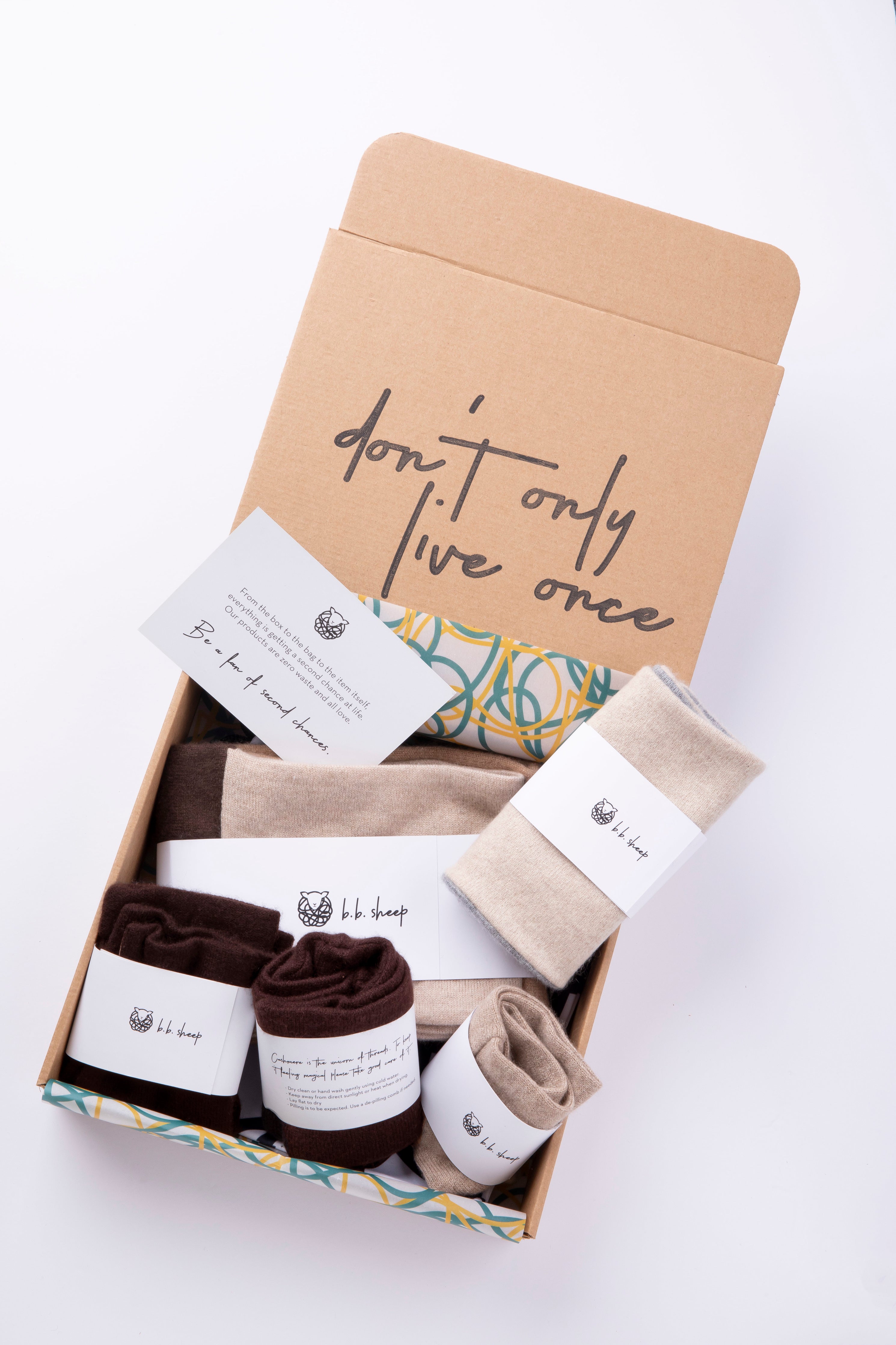 Brown and Beige - Assorted Winter Ready Box - Fingerless gloves, Headband, Open scarf, Beanie, Neck warmer