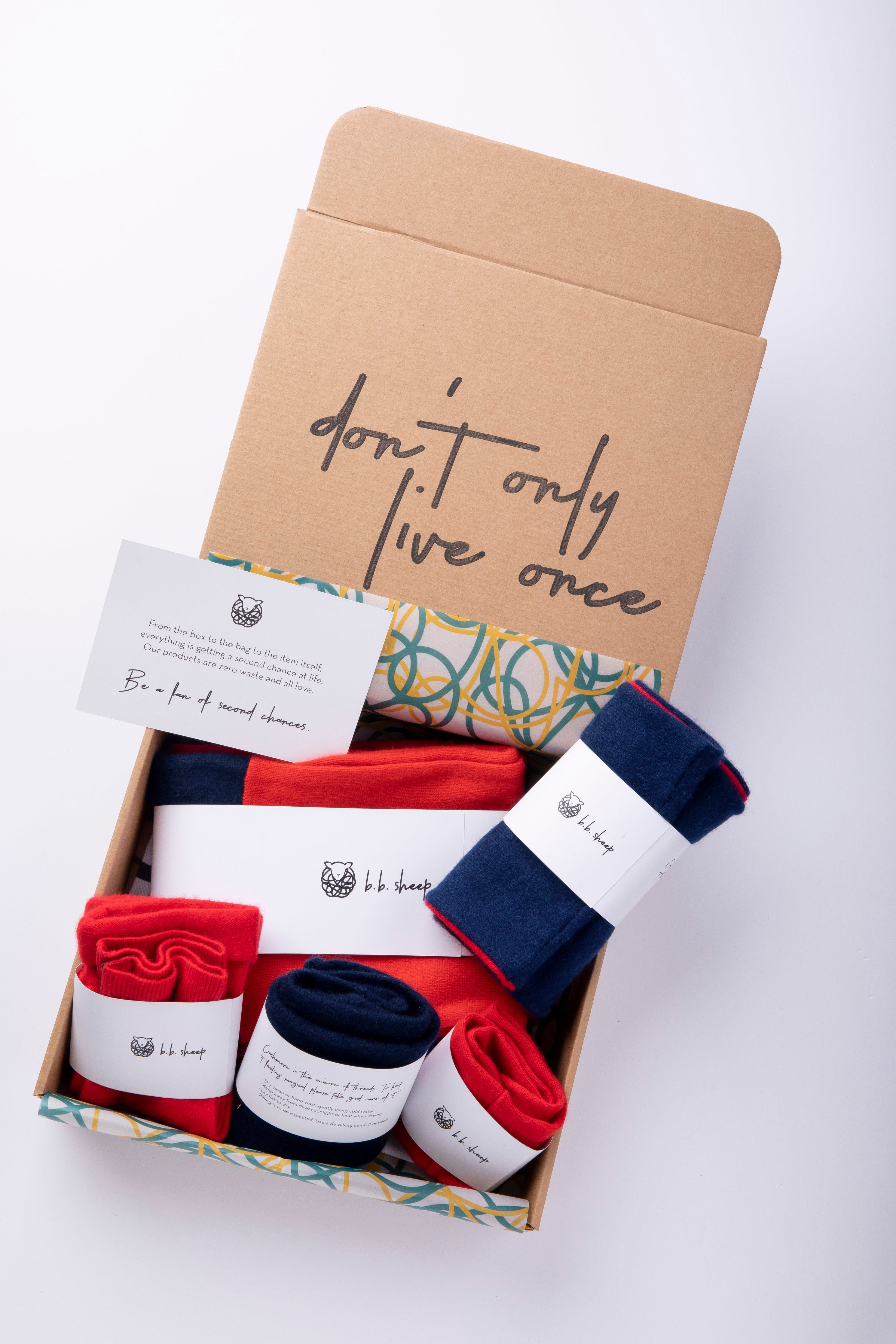 Red and Blue - Assorted Winter Ready Box - Fingerless gloves, Headband, Open scarf, Beanie, Neck warmer