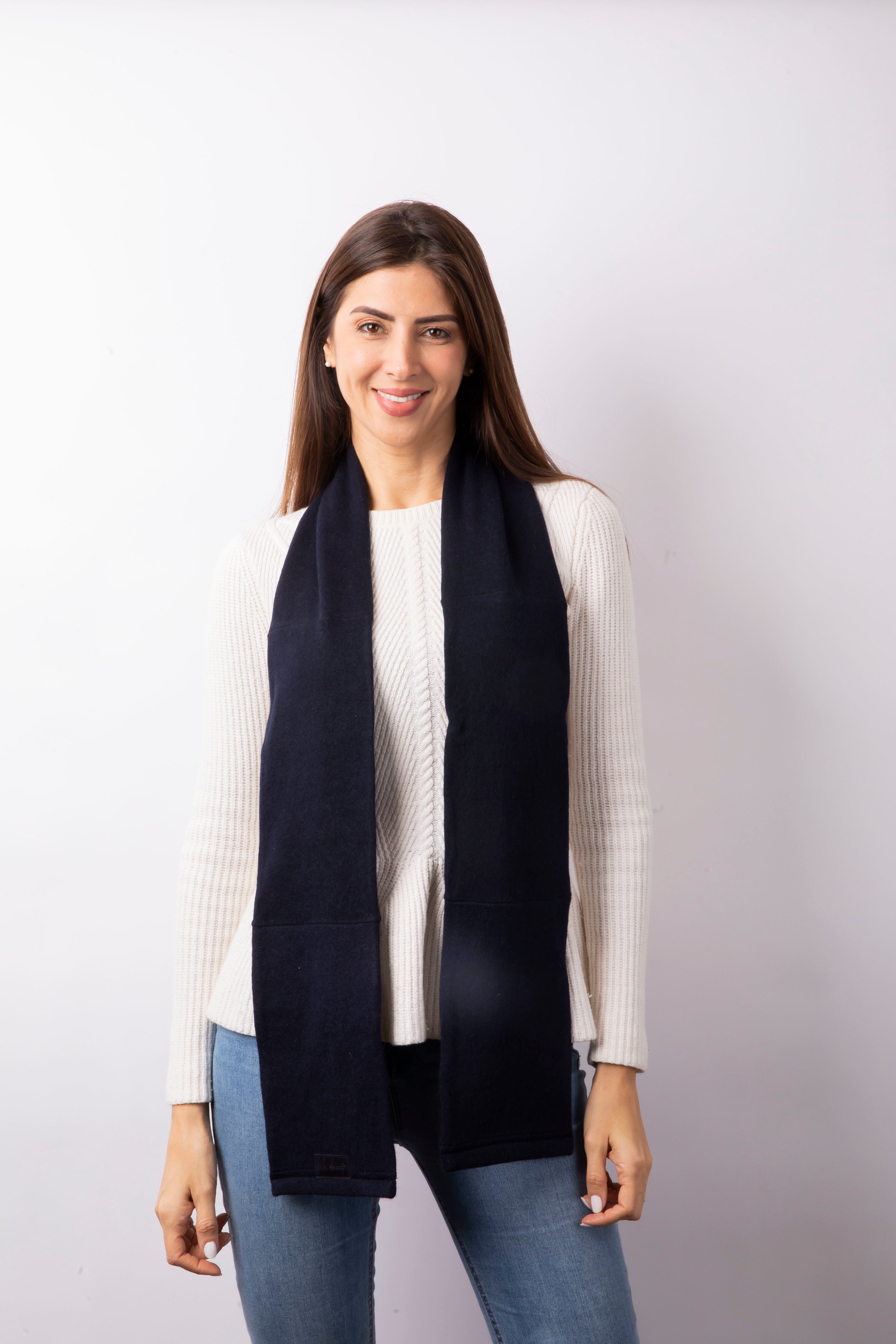 Navy Blue - Winter Ready Box - Fingerless gloves, Headband, Open scarf, Beanie, Neck warmer