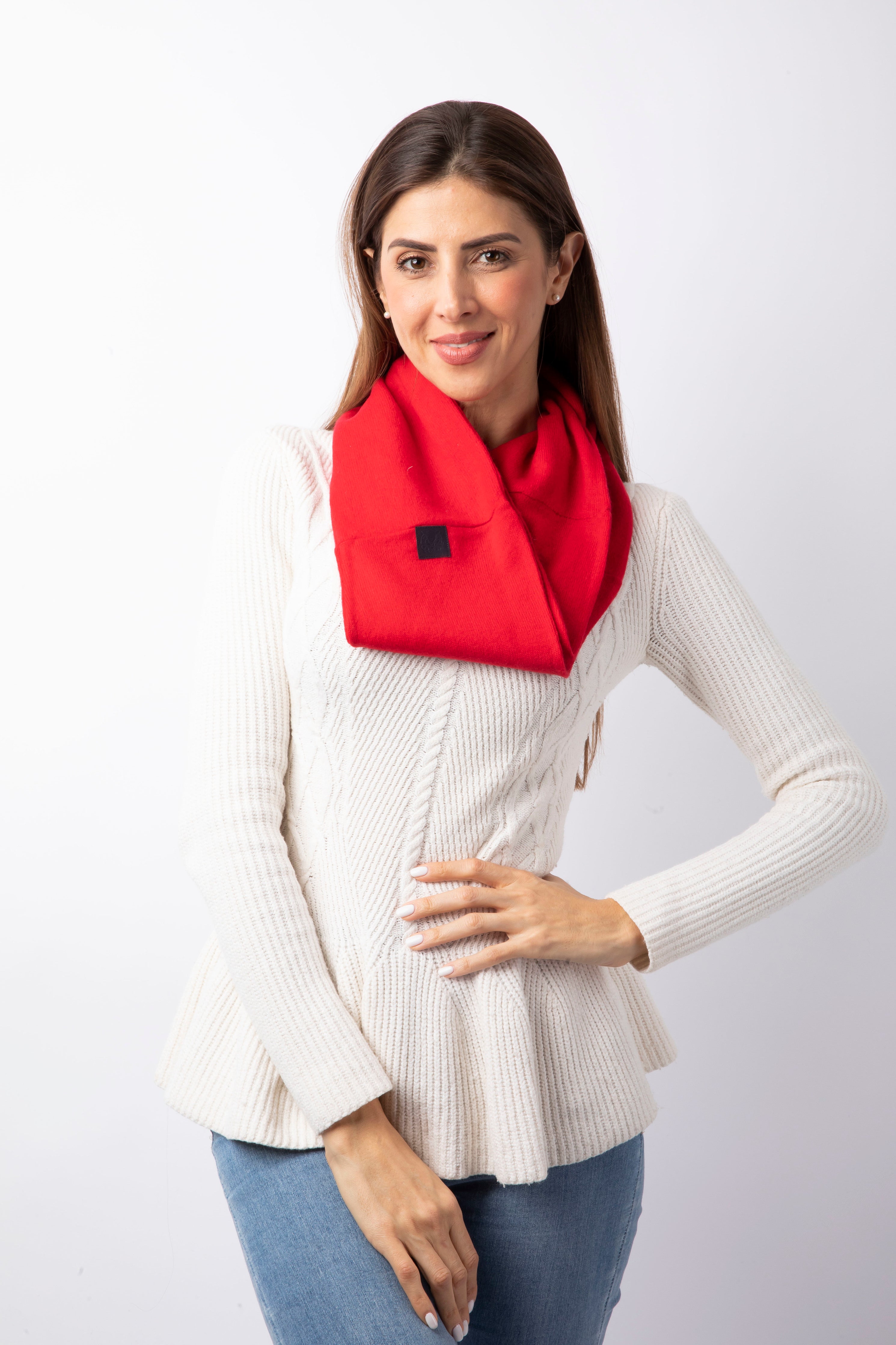 Bright Red - Winter Ready Box - Fingerless gloves, Headband, Infinity scarf, Beanie, Neck warmer