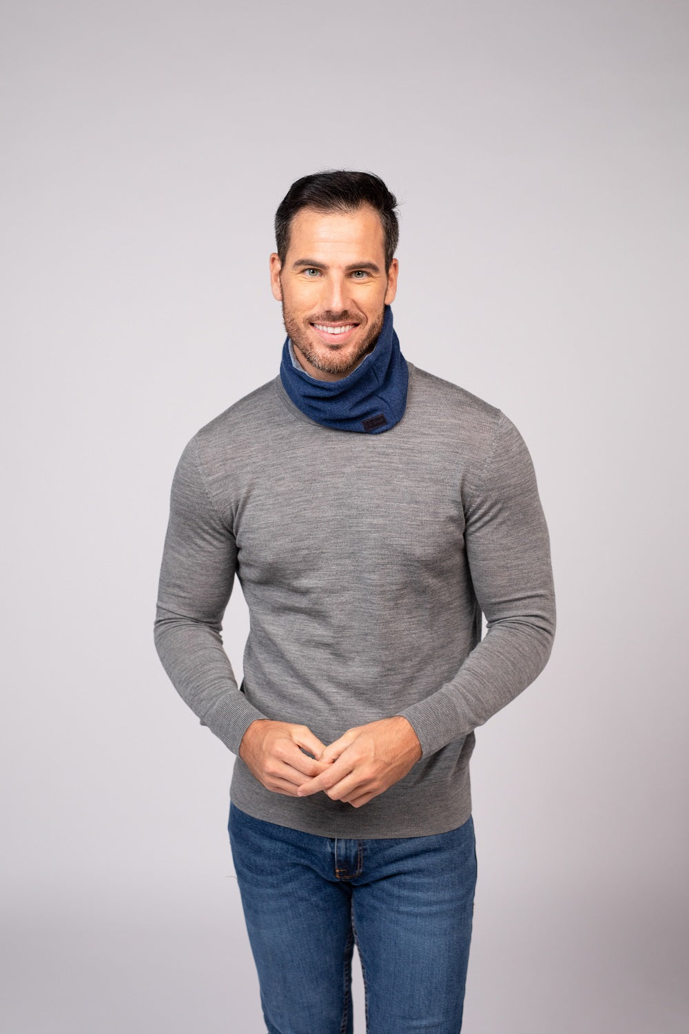 Navy Blue - Winter Ready Box - Fingerless gloves, Headband, Open scarf, Beanie, Neck warmer