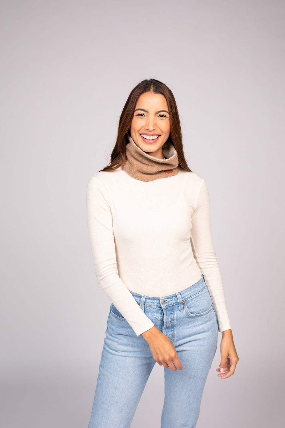 Brown and Beige - Assorted Winter Ready Box - Fingerless gloves, Headband, Open scarf, Beanie, Neck warmer