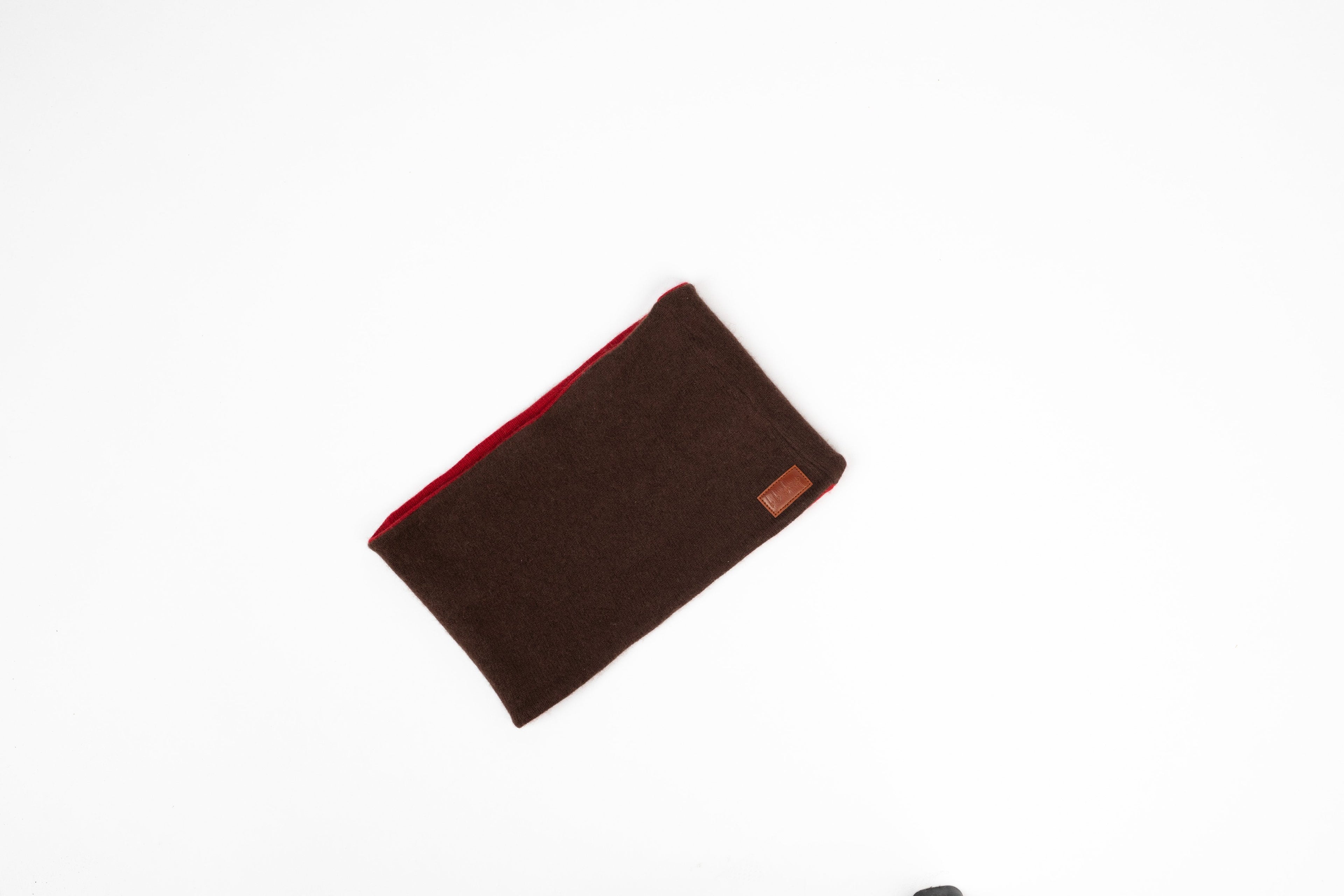 Red and Brown - Cashmere Reversible Neck Warmer for Men
