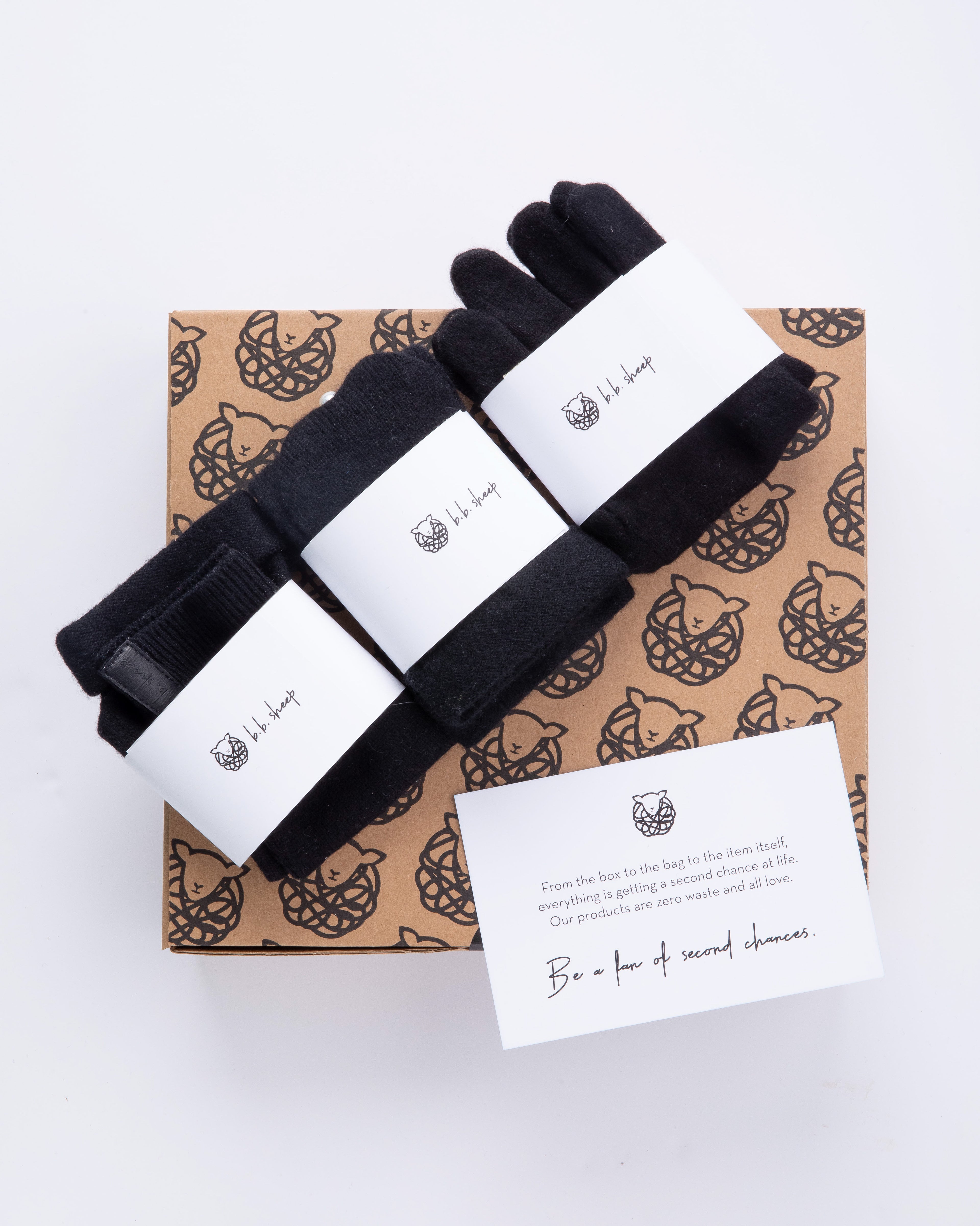 All Black Assorted Gloves Set - Black - Box of 3