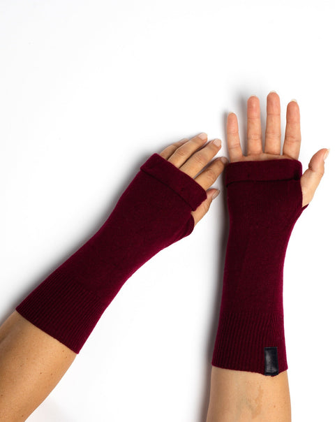Dark Red - Cashmere Fingerless Gloves