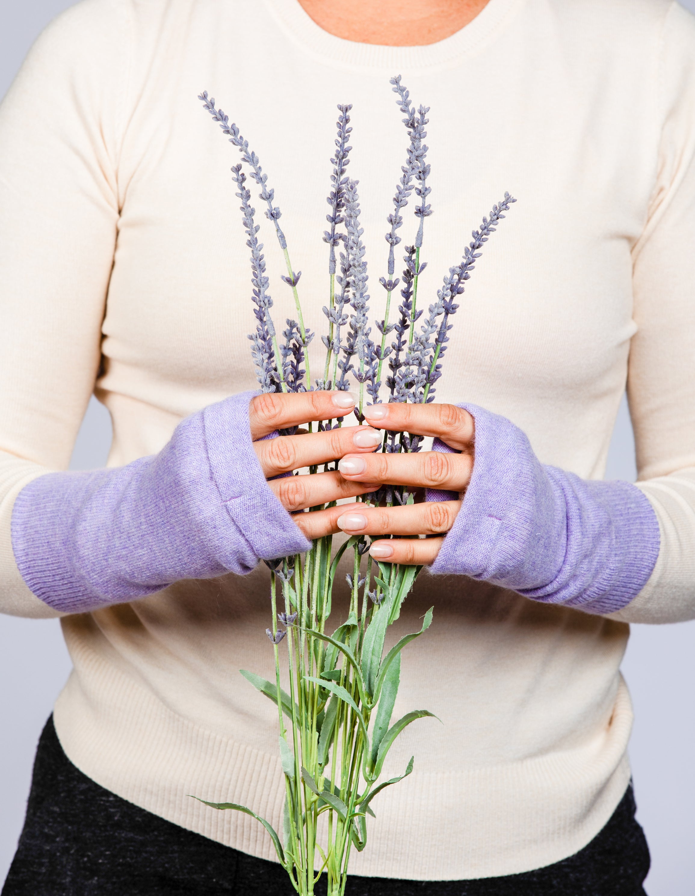 Lavender Purple - Cashmere Fingerless Gloves