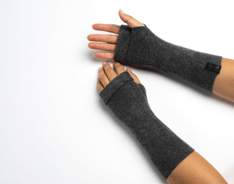 Dark Gray - Cashmere Fingerless Gloves