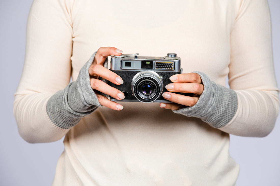 Gray - Cashmere Fingerless Gloves