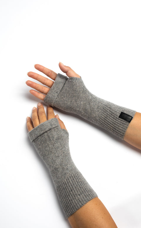 Gray - Cashmere Fingerless Gloves