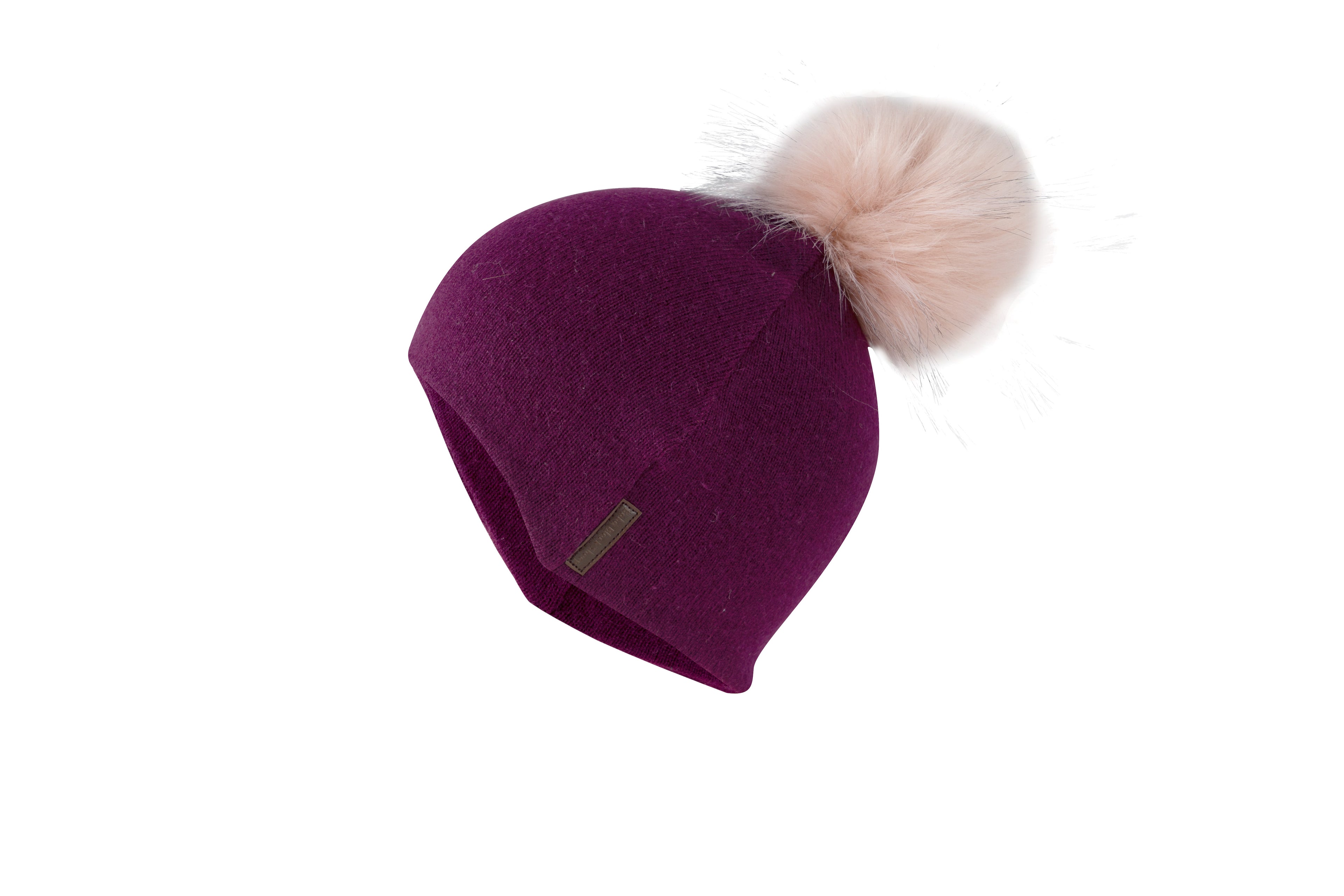 Fuchsia with Peach - Cashmere Beanie for Kids