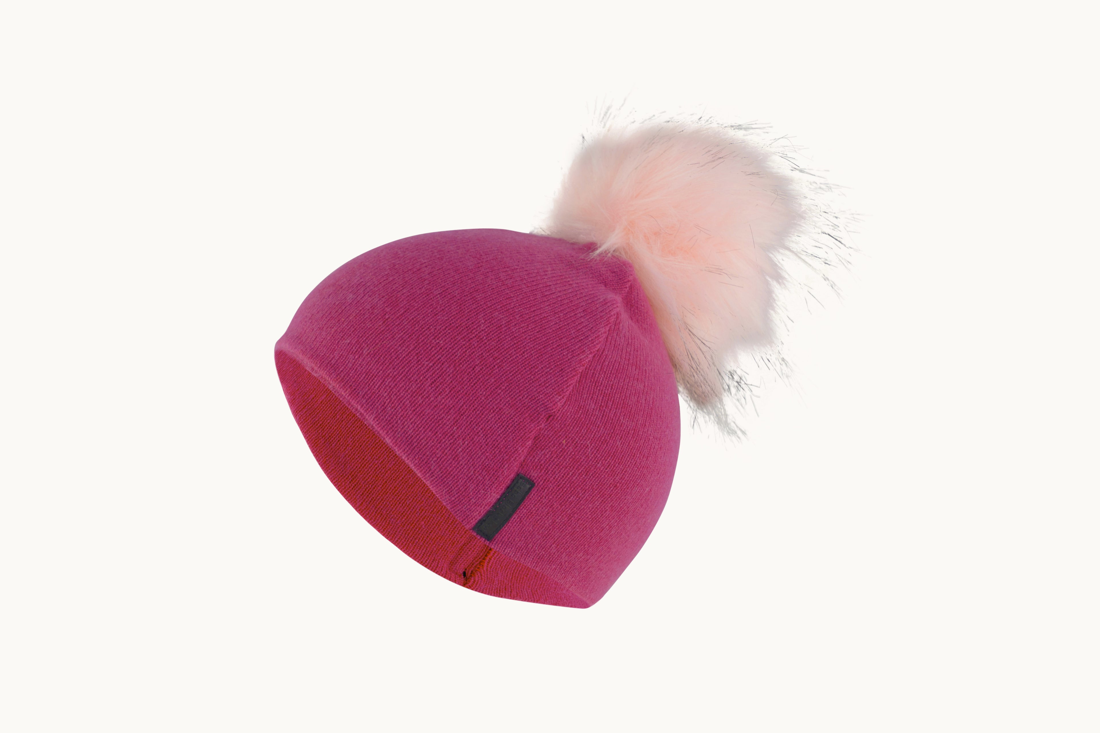 Dark Pink with Pink - Cashmere Beanie for Kids
