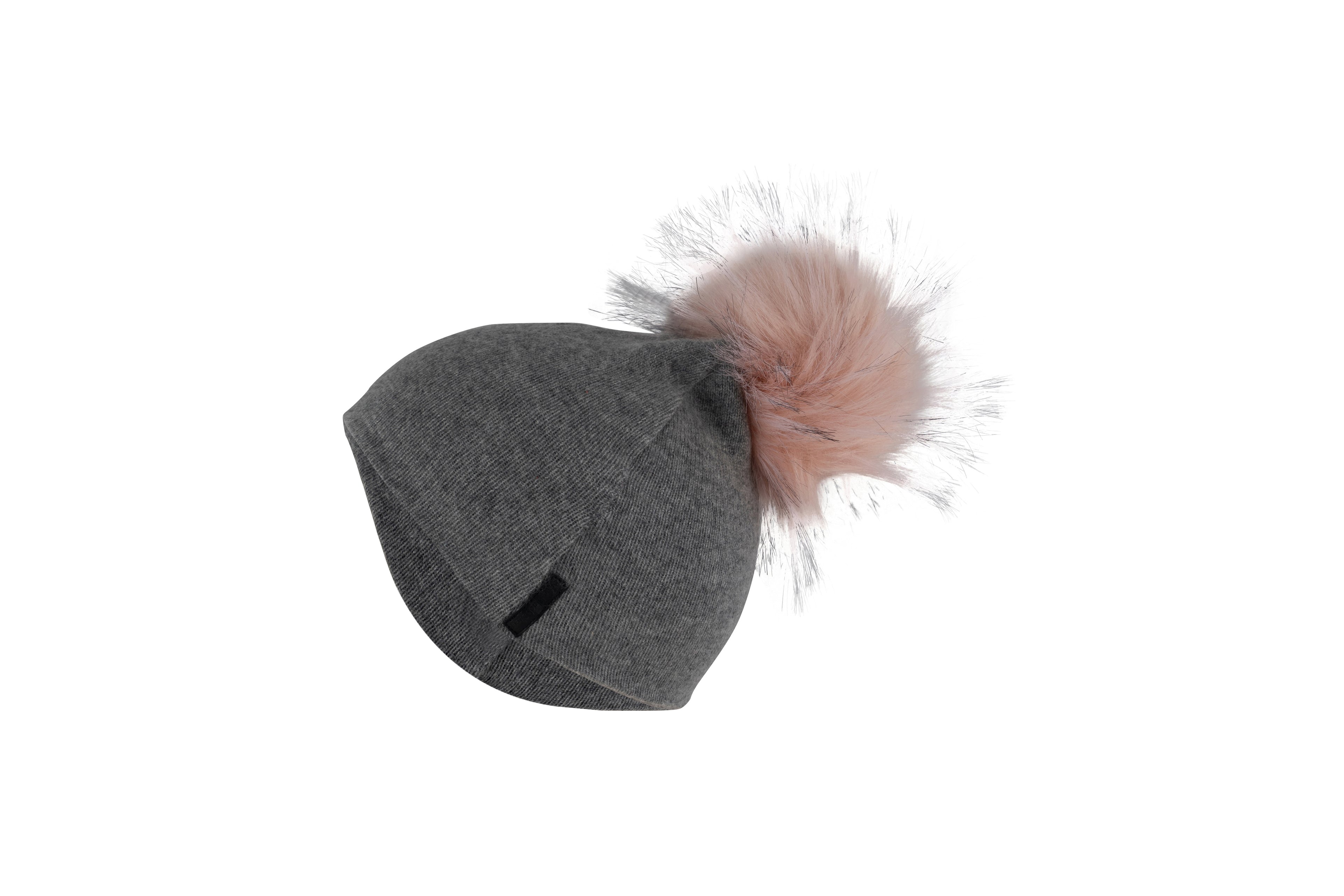 Dark Gray with Peach - Cashmere Beanie for Kids