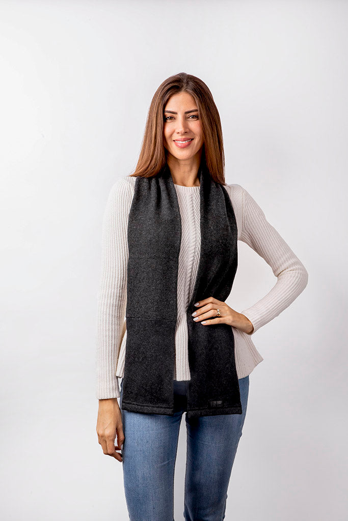 Dark Gray - Cashmere Open Scarf for Women