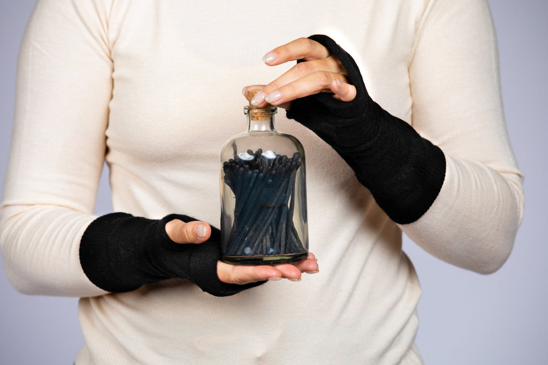 Black - Cashmere Fingerless Gloves