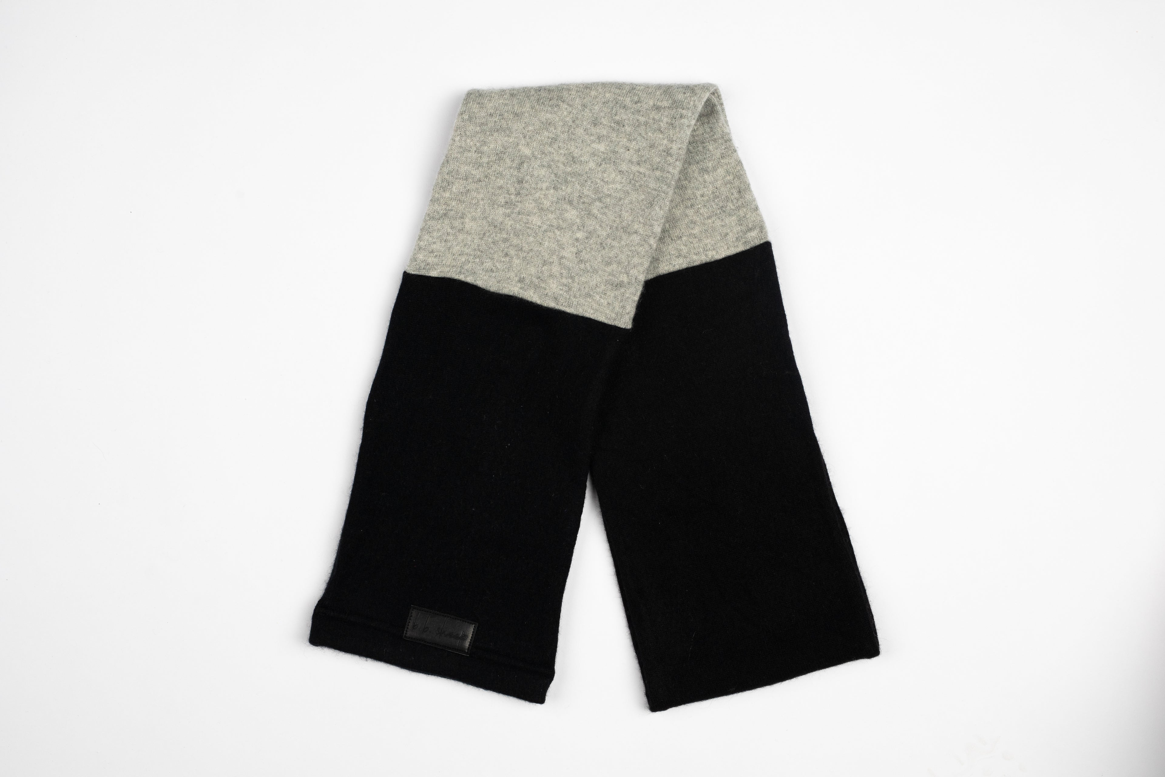 Black and Light Gray - Cashmere Open Scarf for Women