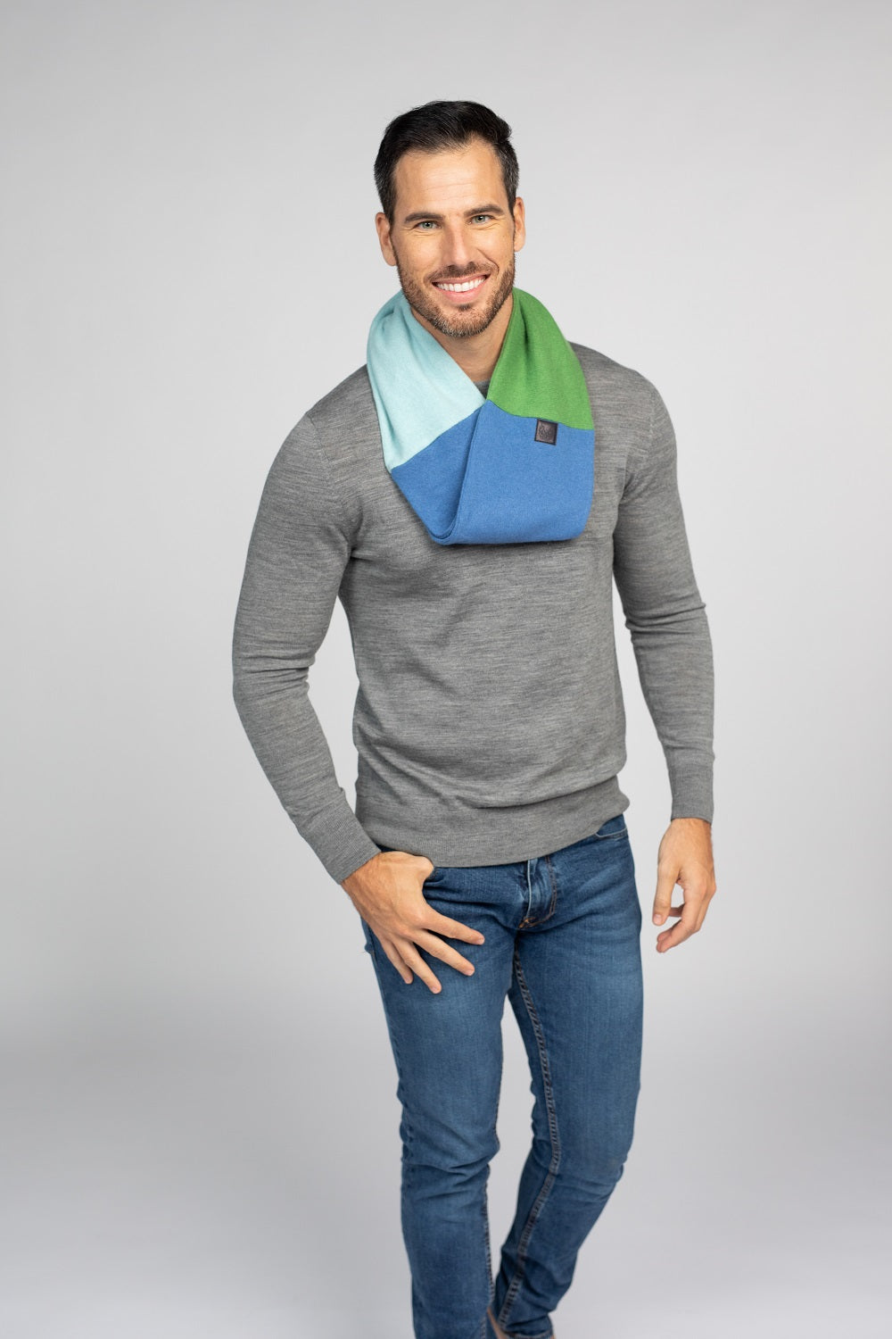 Green and Blue - Cashmere Infinity Scarf for Men