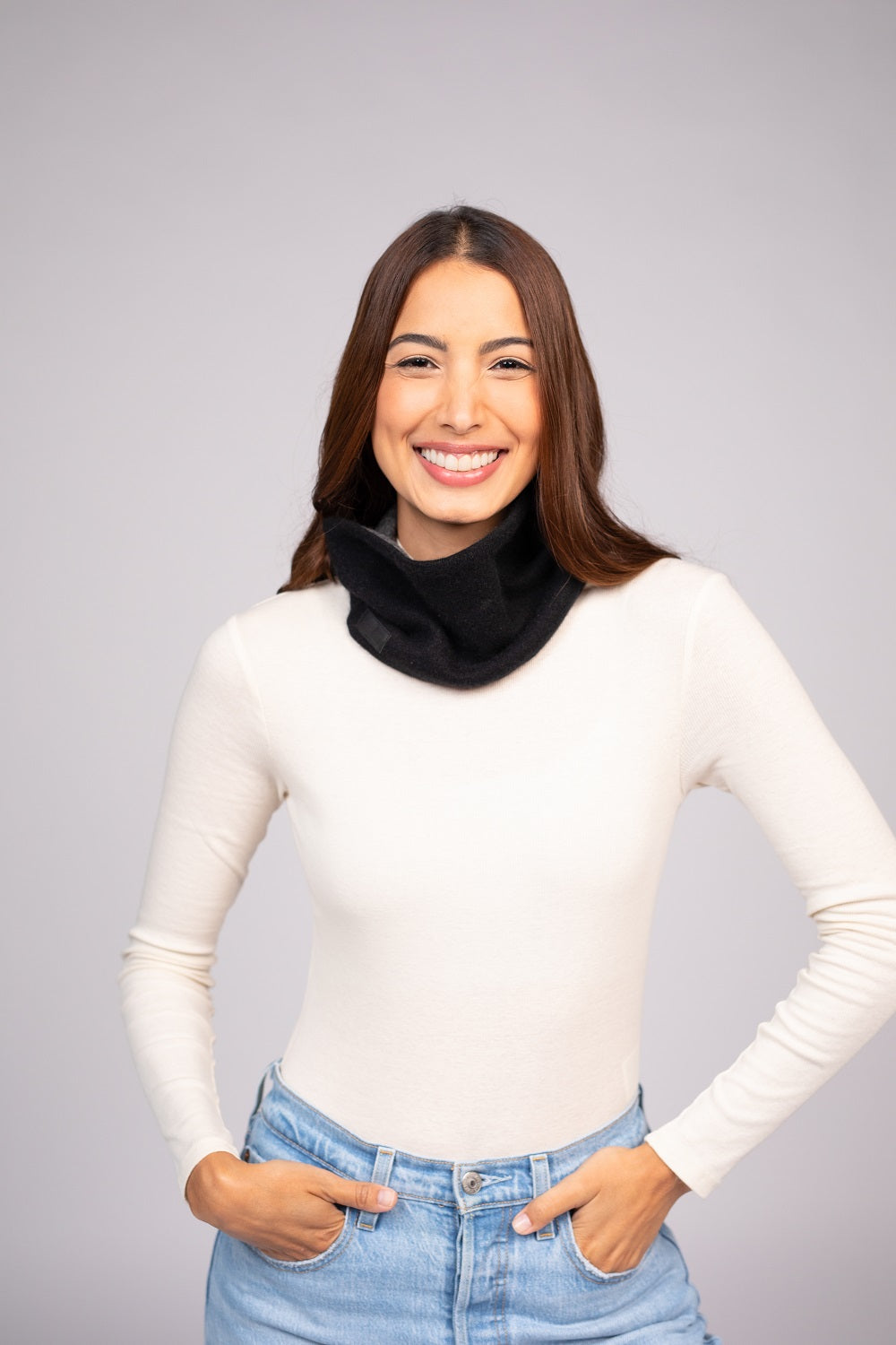 Baby Pink and Ocean Blue - Cashmere Reversible Neck Warmer for Women