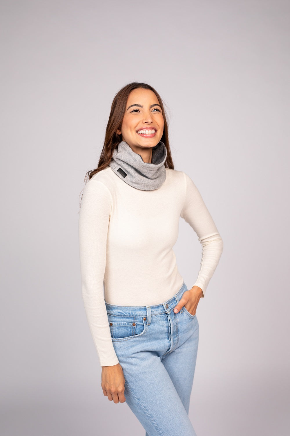 Baby Pink and Ocean Blue - Cashmere Reversible Neck Warmer for Women