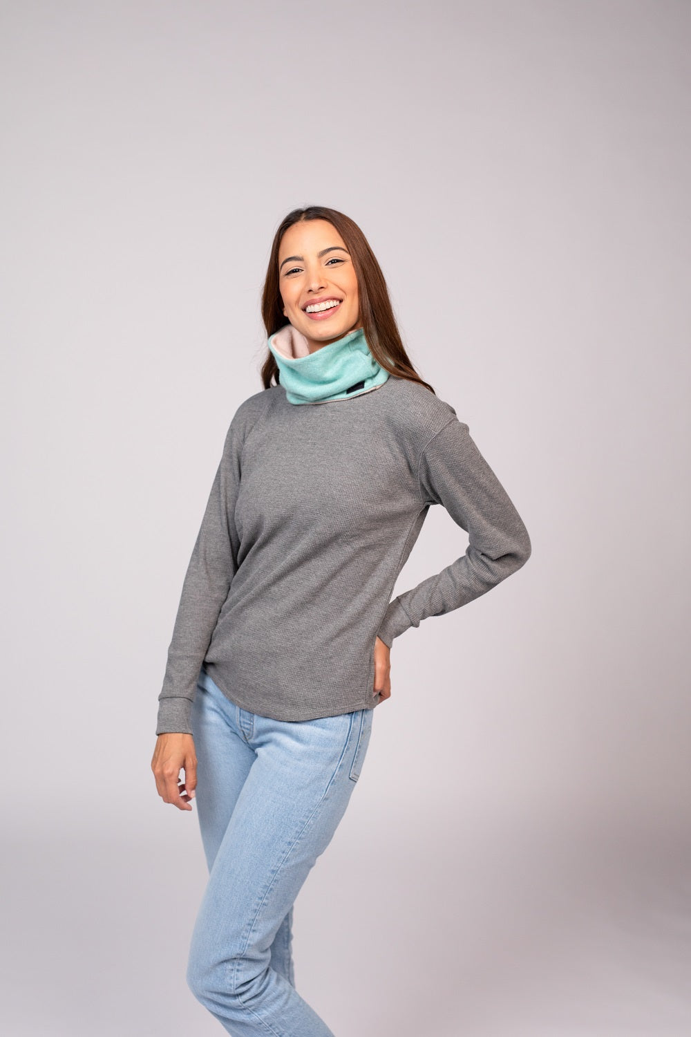 Lavender and Ocean Blue - Cashmere Reversible Neck Warmer for Women