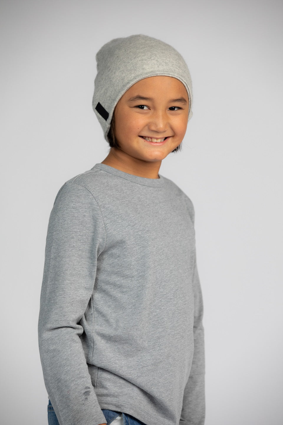 Light Gray - Cashmere Beanie for Kids