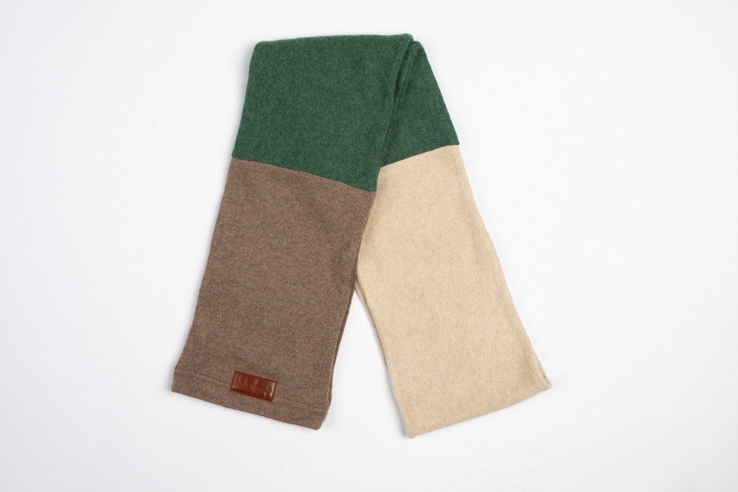 Green and Beige - Cashmere Open Scarf for Men