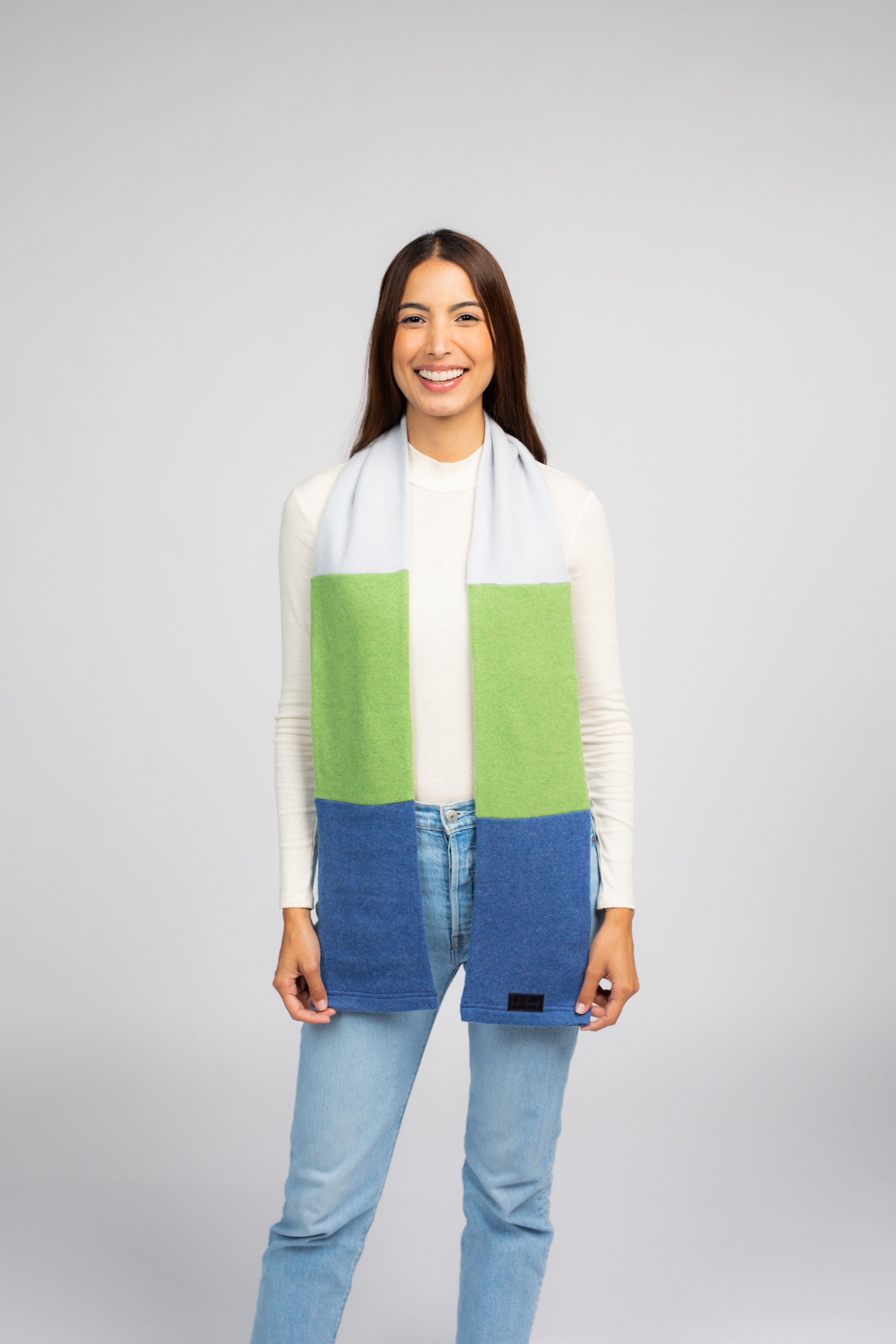 Green and Blue - Cashmere Open Scarf for Women