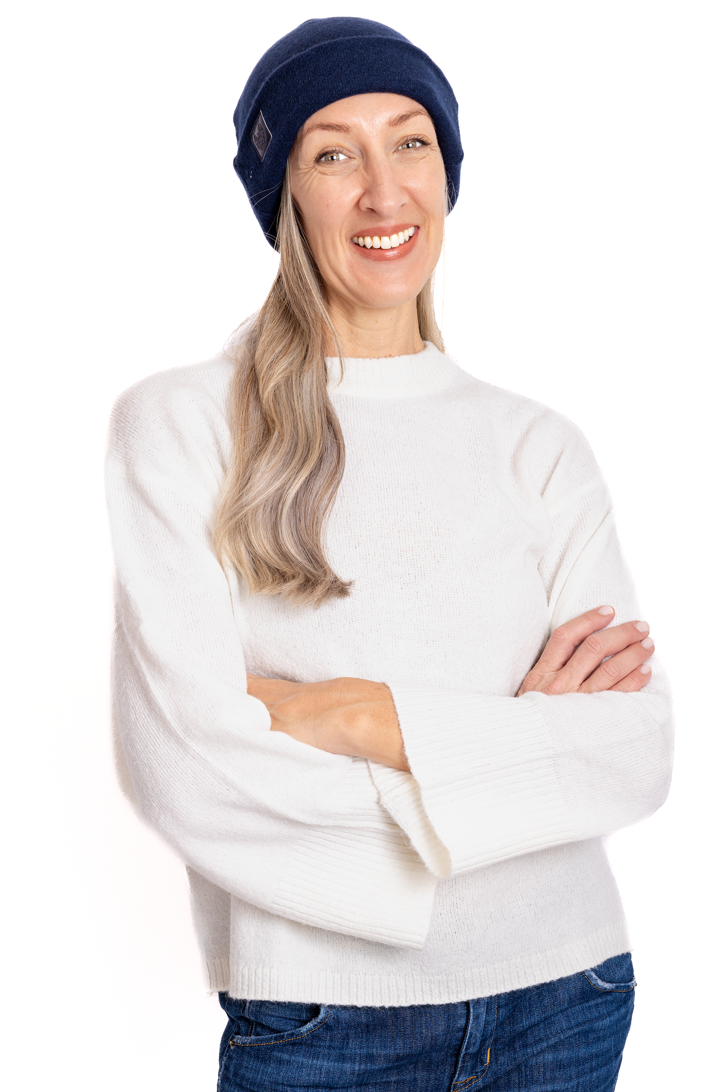 Navy Blue - Reversible Cashmere Beanie