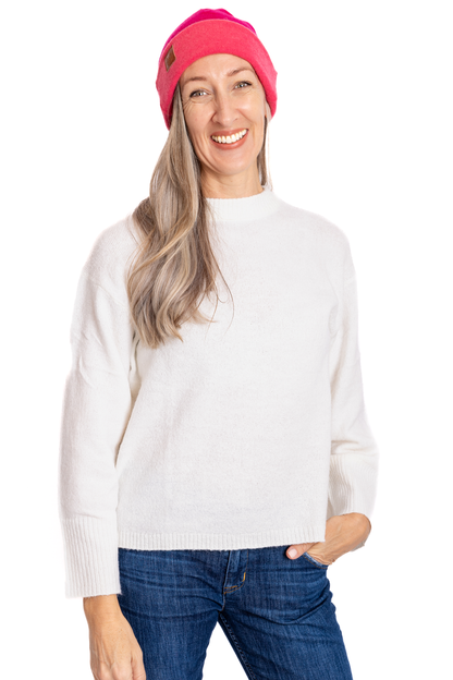 Dark Pink and Light Pink - Reversible Cashmere Beanie
