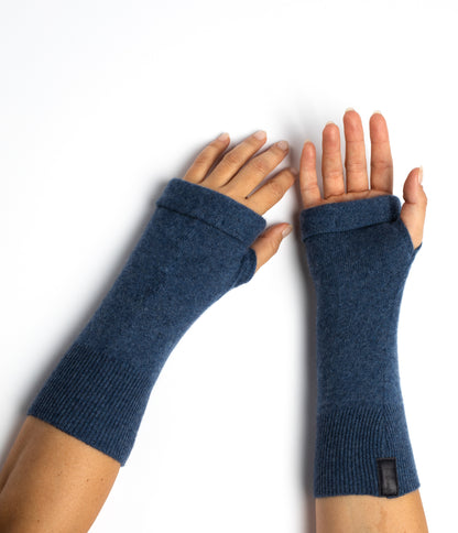 Azure Fingerless Gloves Set - Baby Blue, Light Blue, Denim Blue, Box of 3