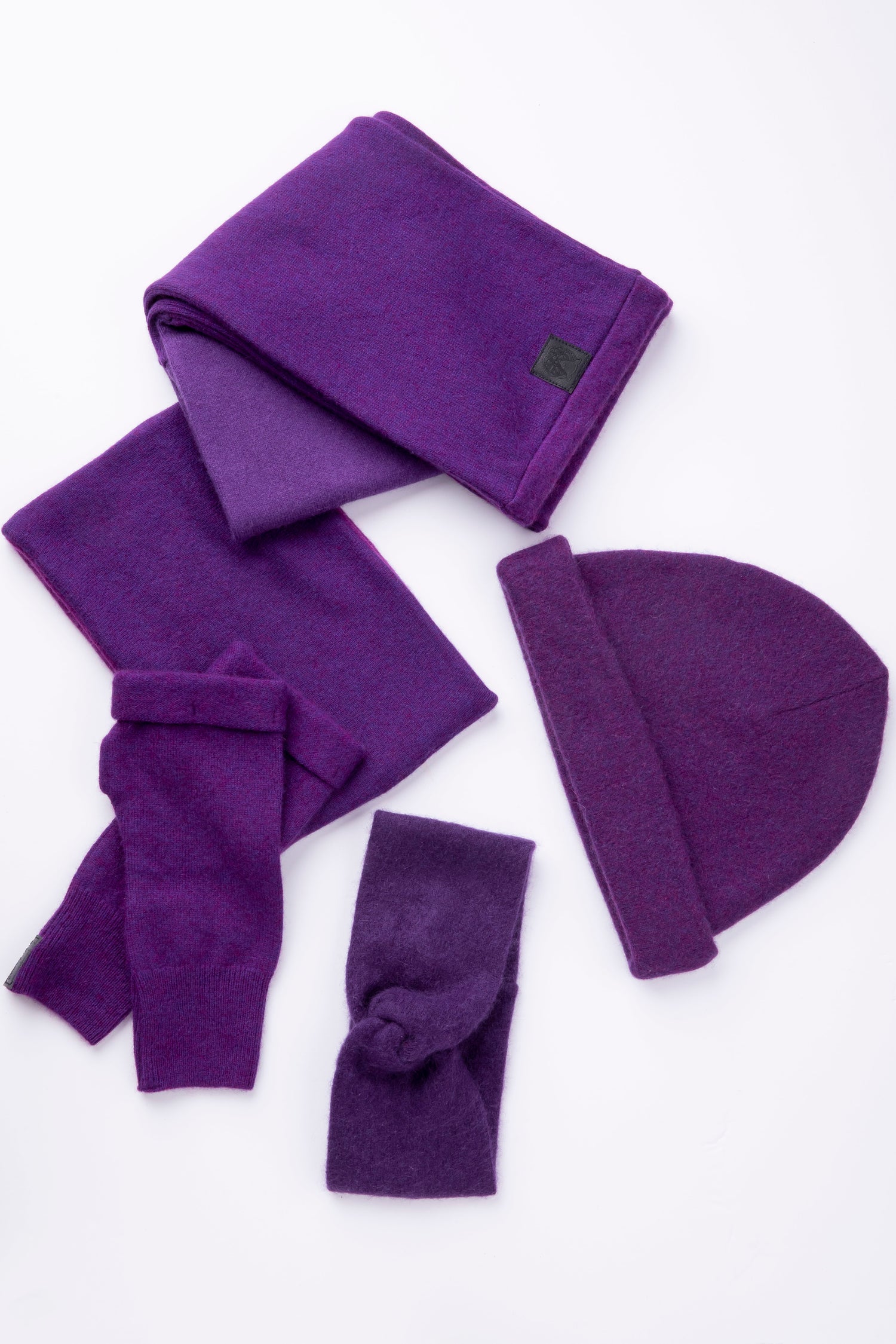 Purple - Assorted Winter Ready Box - Fingerless gloves, Headband, Open scarf, Beanie, Neck warmer