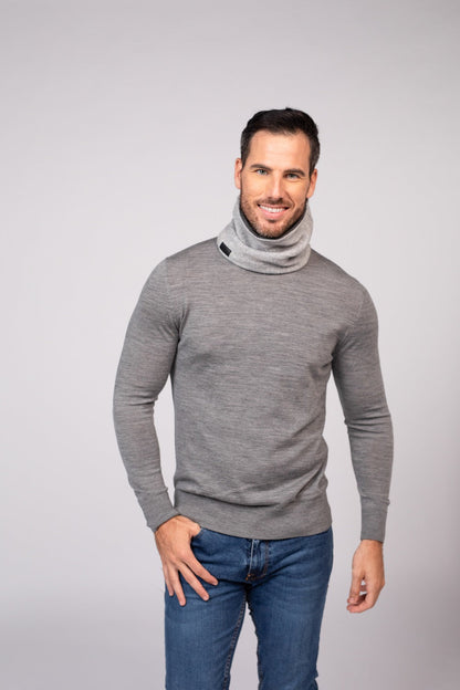 Light Beige and Gray- Cashmere Reversible Neck Warmer for Men