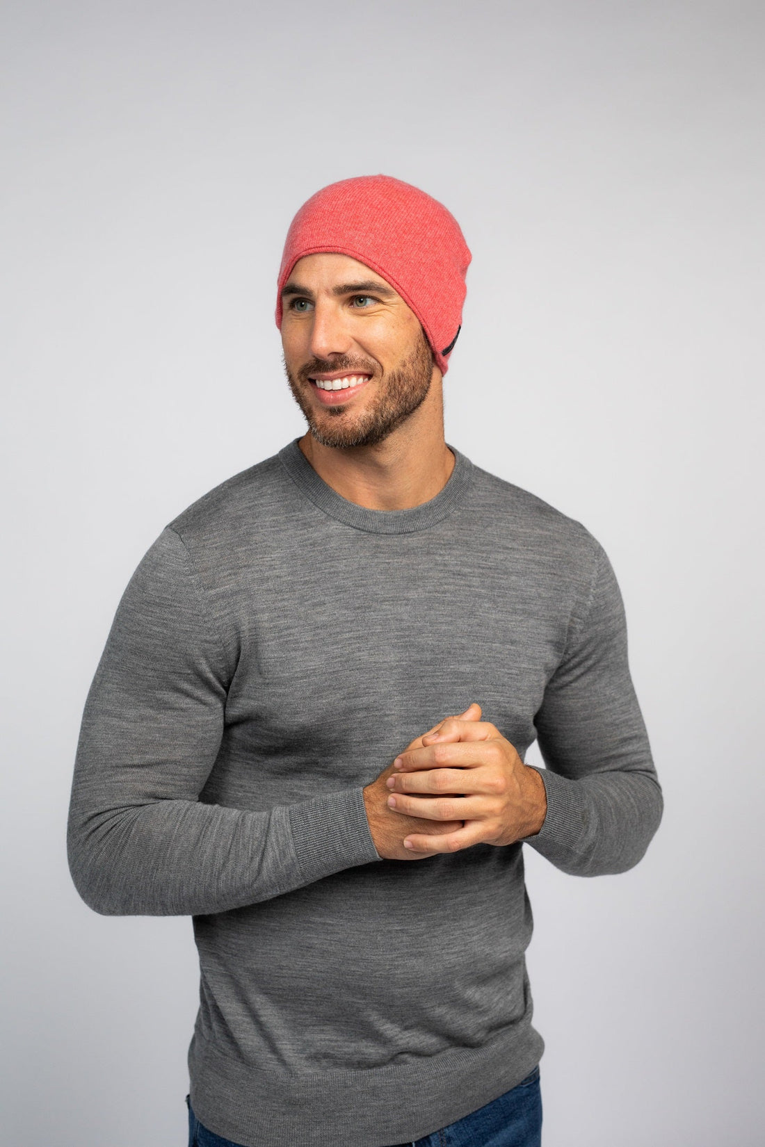 Light Orange with Rust - Cashmere Beanie for Men