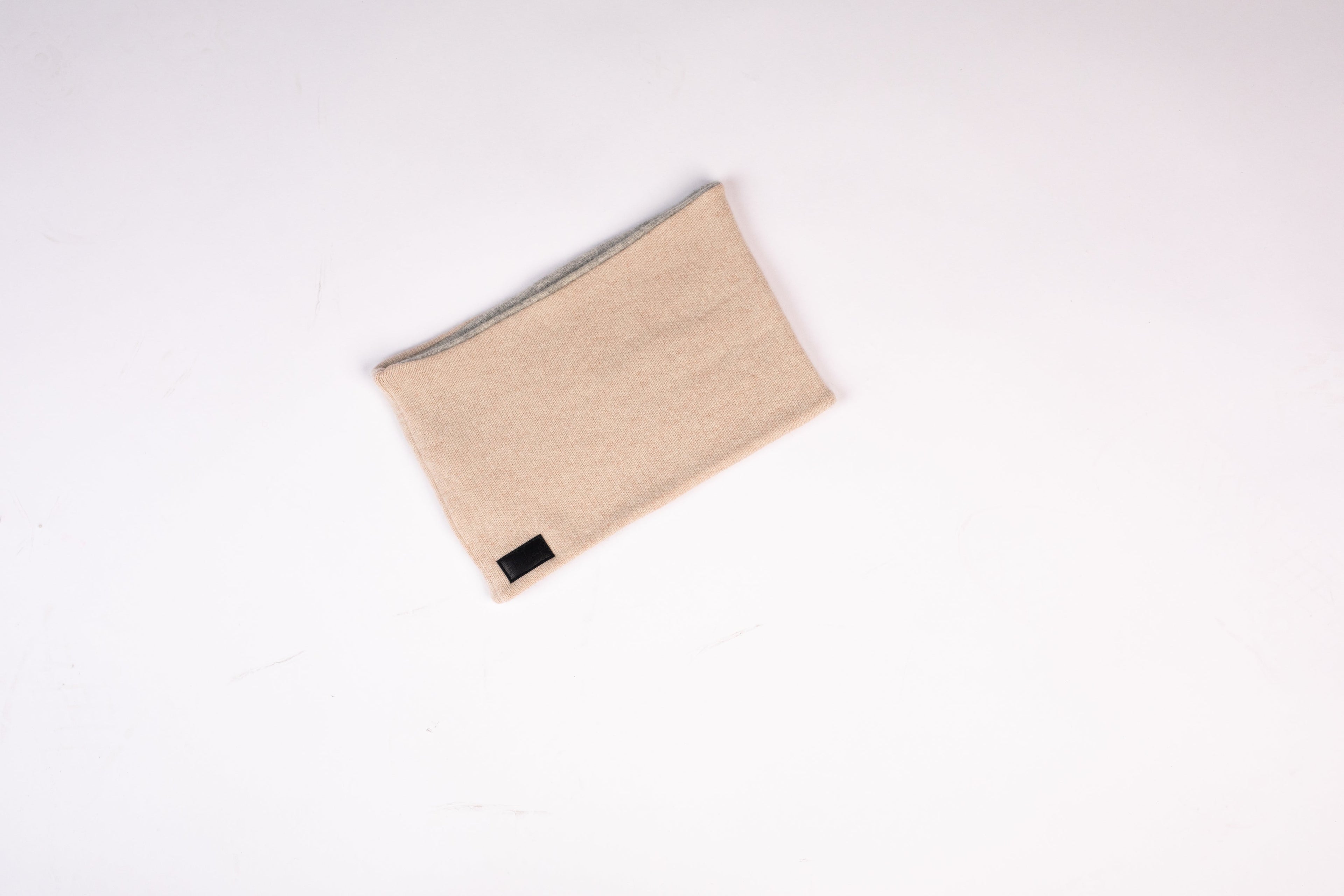 Light Beige and Gray- Cashmere Reversible Neck Warmer for Men