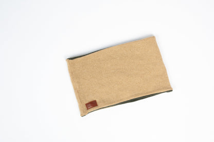 Olive Green and Beige - Cashmere Reversible Neck Warmer for Men