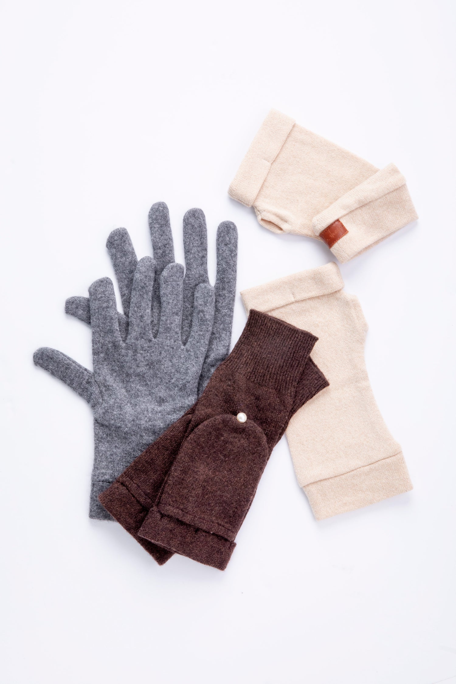 Neutral Assorted Gloves Set - Beige, Gray and Brown - Box of 3