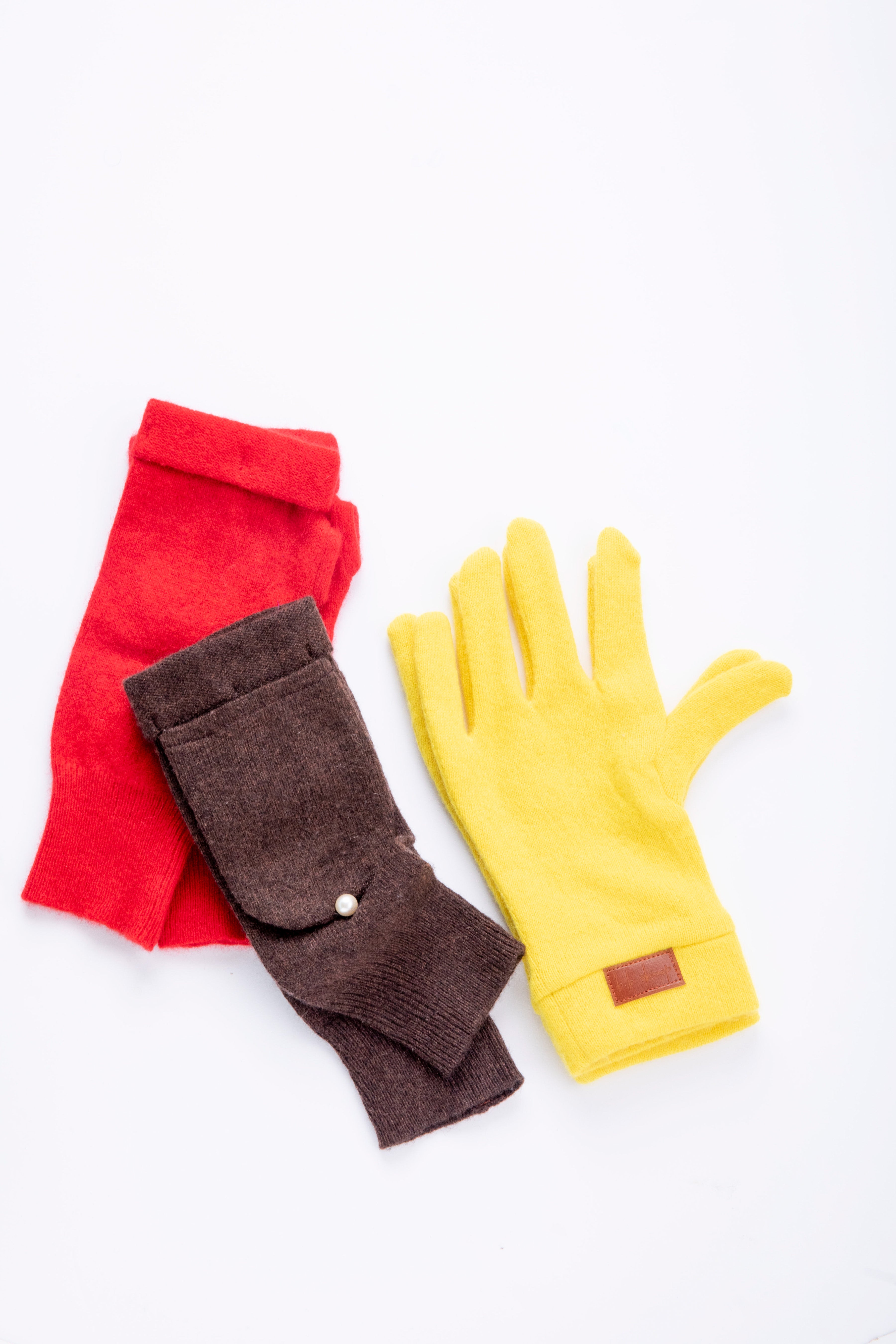 Autumn Assorted Gloves Set -Red, Yellow and Brown - Box of 3