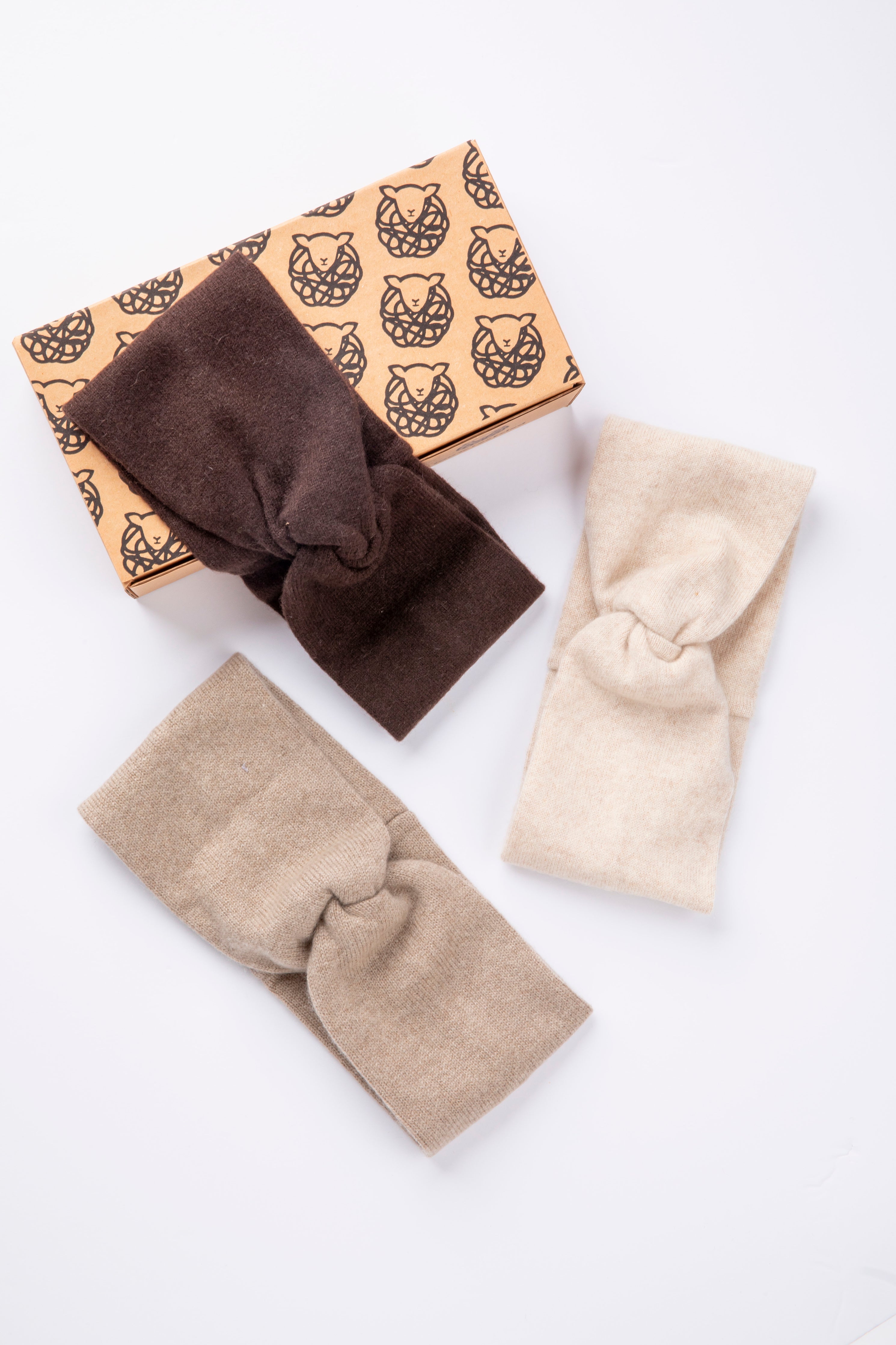 Neutral Headband Set - Dark Brown, Camel and Light Beige