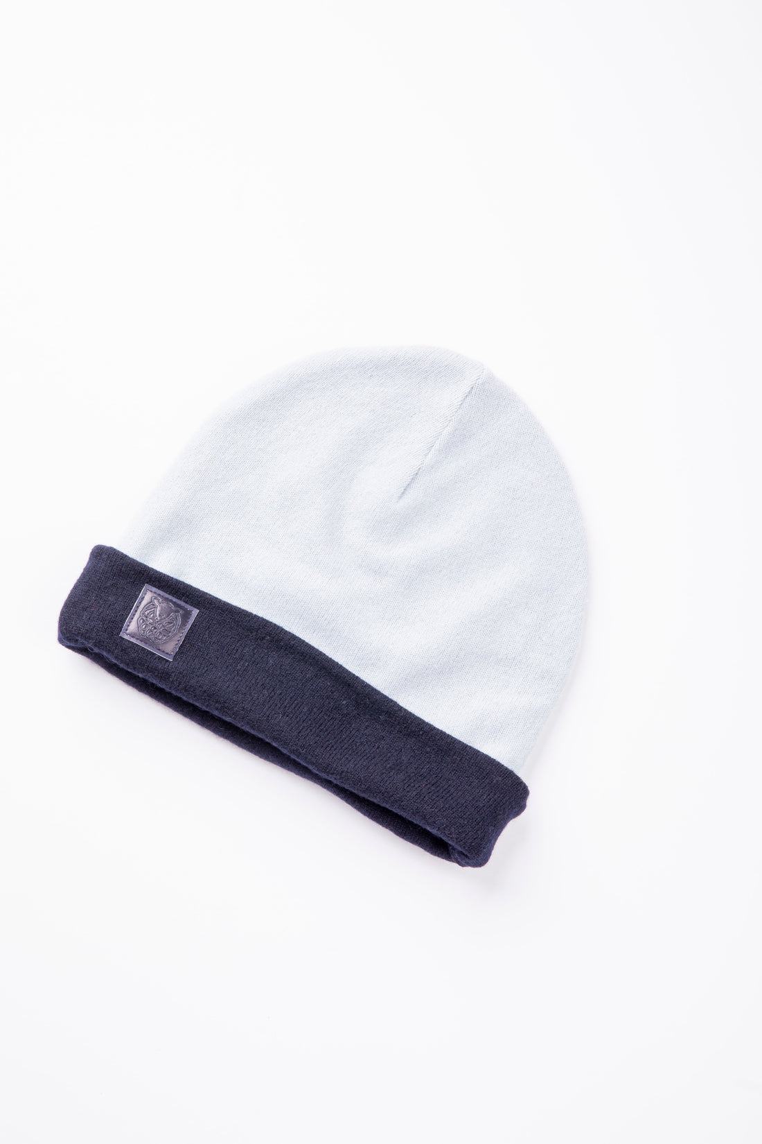 Light Blue and Navy Blue - Reversible Cashmere Beanie