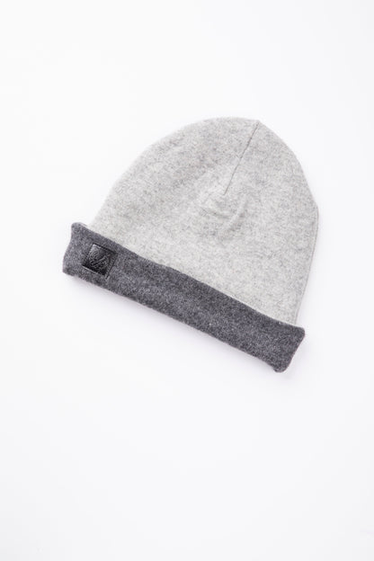 Light Gray and Dark Gray - Reversible Cashmere Beanie