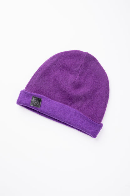 Dark Purple and Light Purple - Reversible Cashmere Beanie