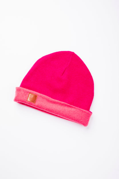 Dark Pink and Light Pink - Reversible Cashmere Beanie