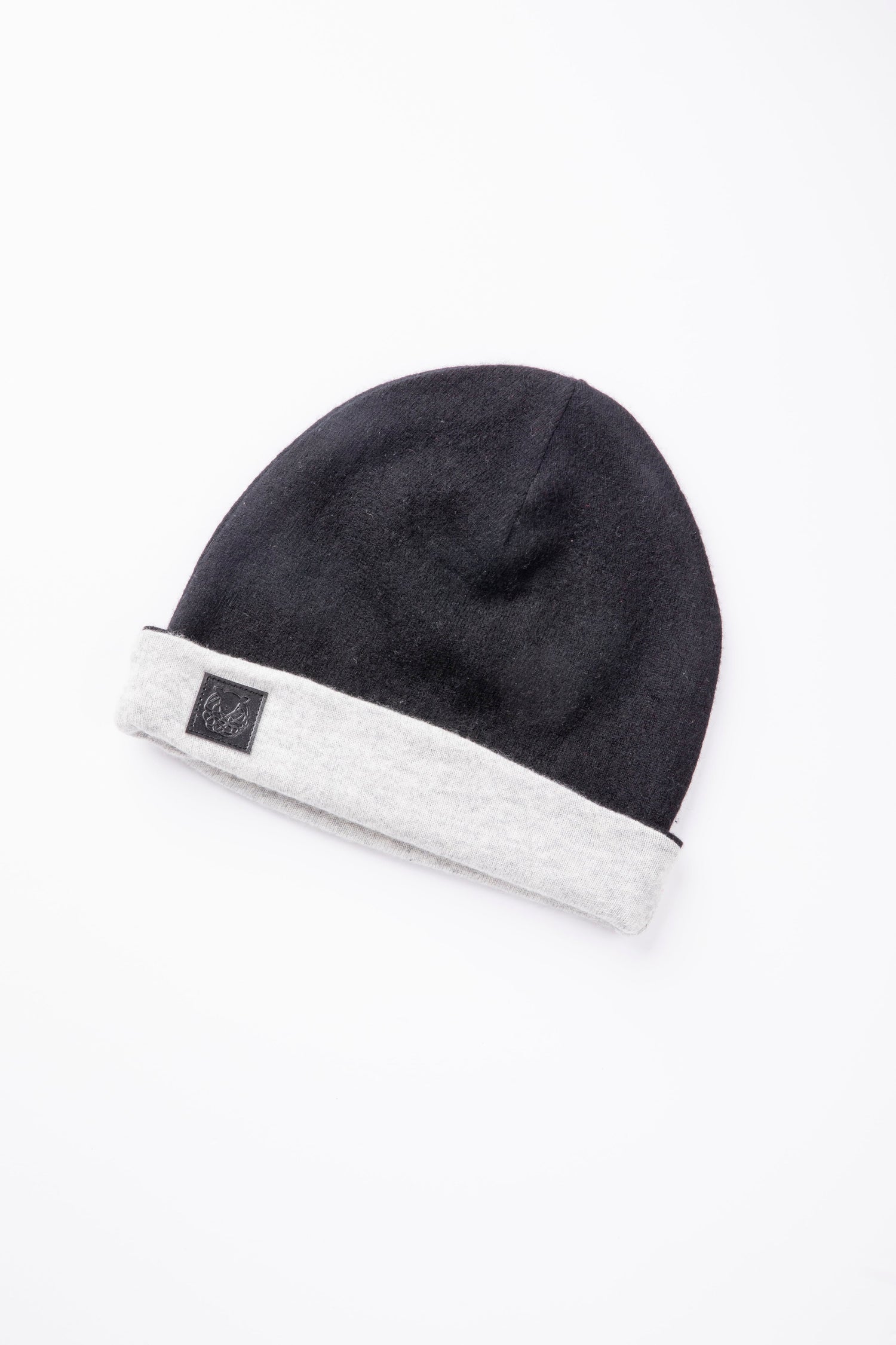 Black and Light Gray - Reversible Cashmere Beanie