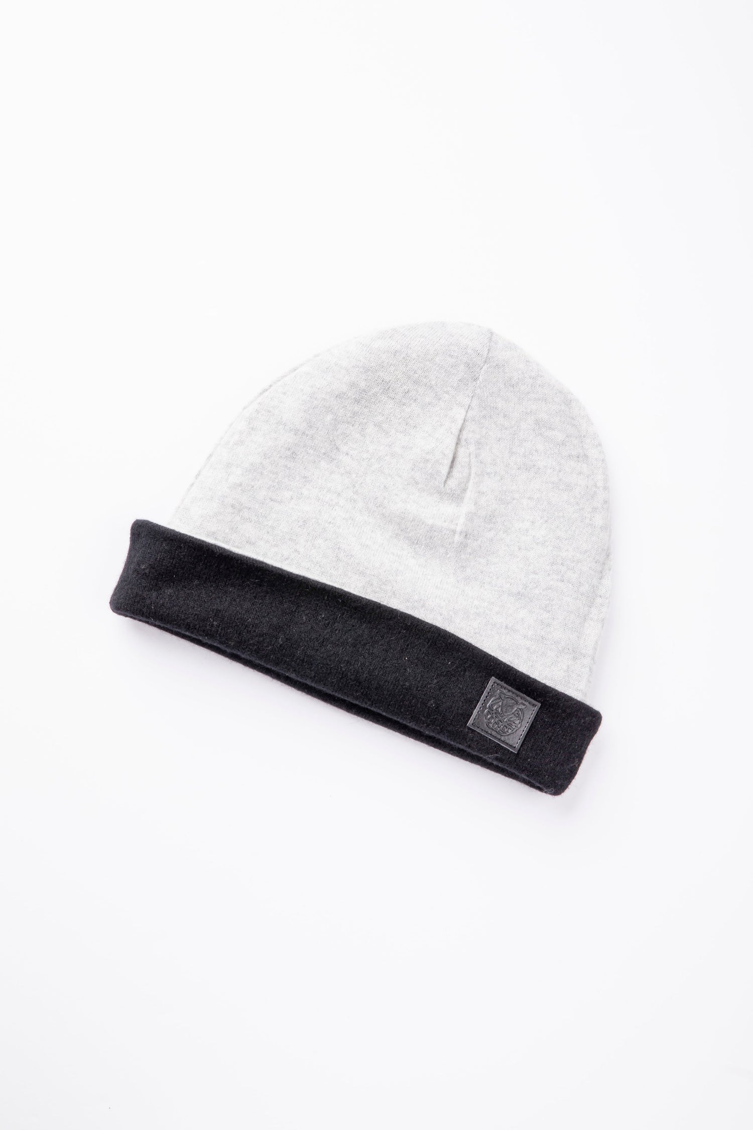 Black and Light Gray - Reversible Cashmere Beanie