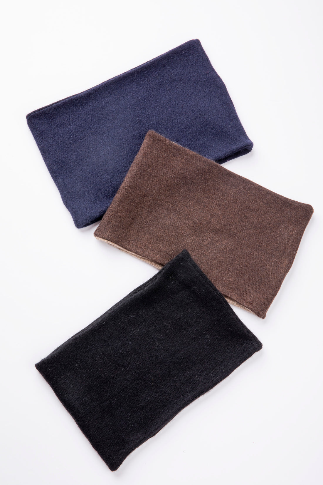 Basic Neckwarmer Set - Black, Light Brown and Beige, Navy Blue