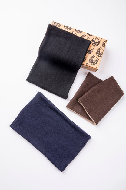 Basic Neckwarmer Set - Black, Light Brown and Beige, Navy Blue