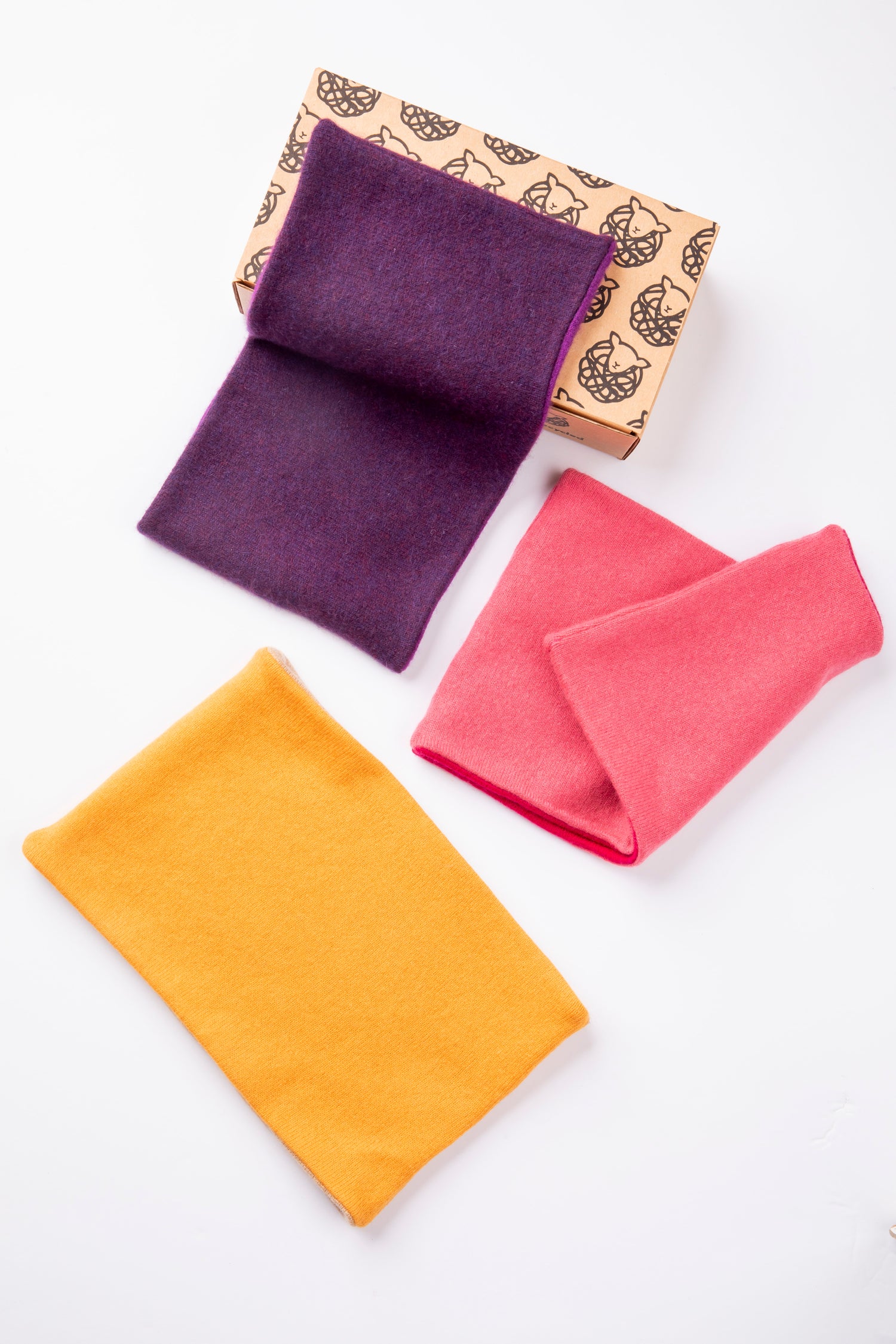 Funk Neckwarmer Set - Light Pink and Hot Pink, Grape Purple and Dark Purple, Orange and Beige