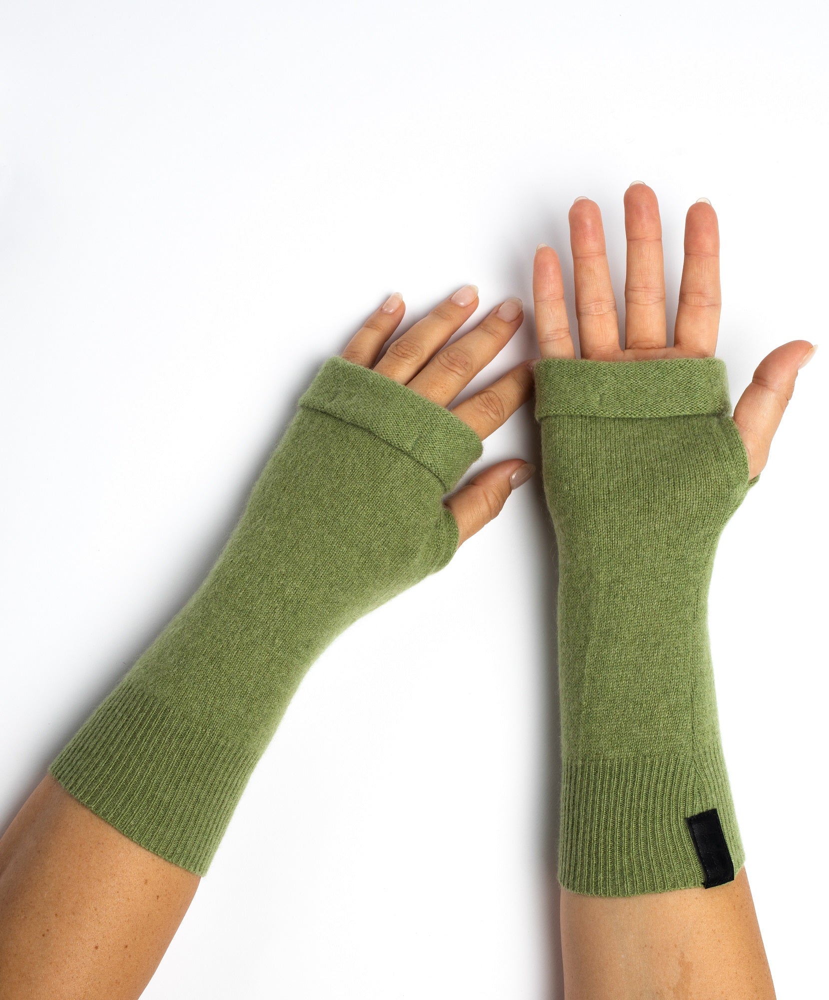 Matcha Green - Cashmere Fingerless Gloves
