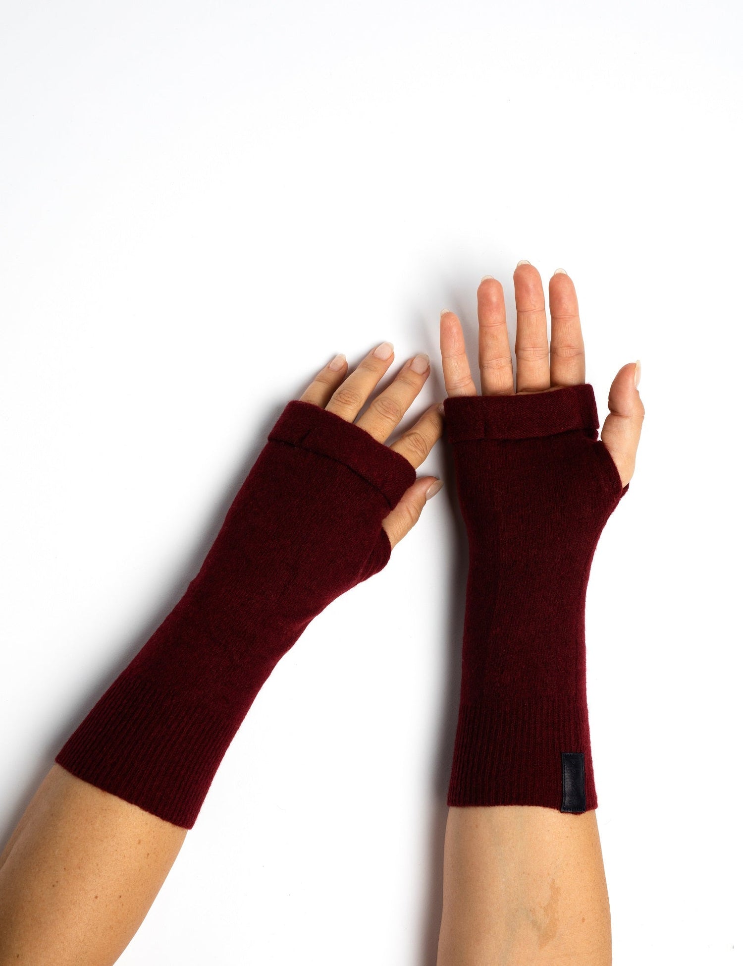Maroon - Cashmere Fingerless Gloves